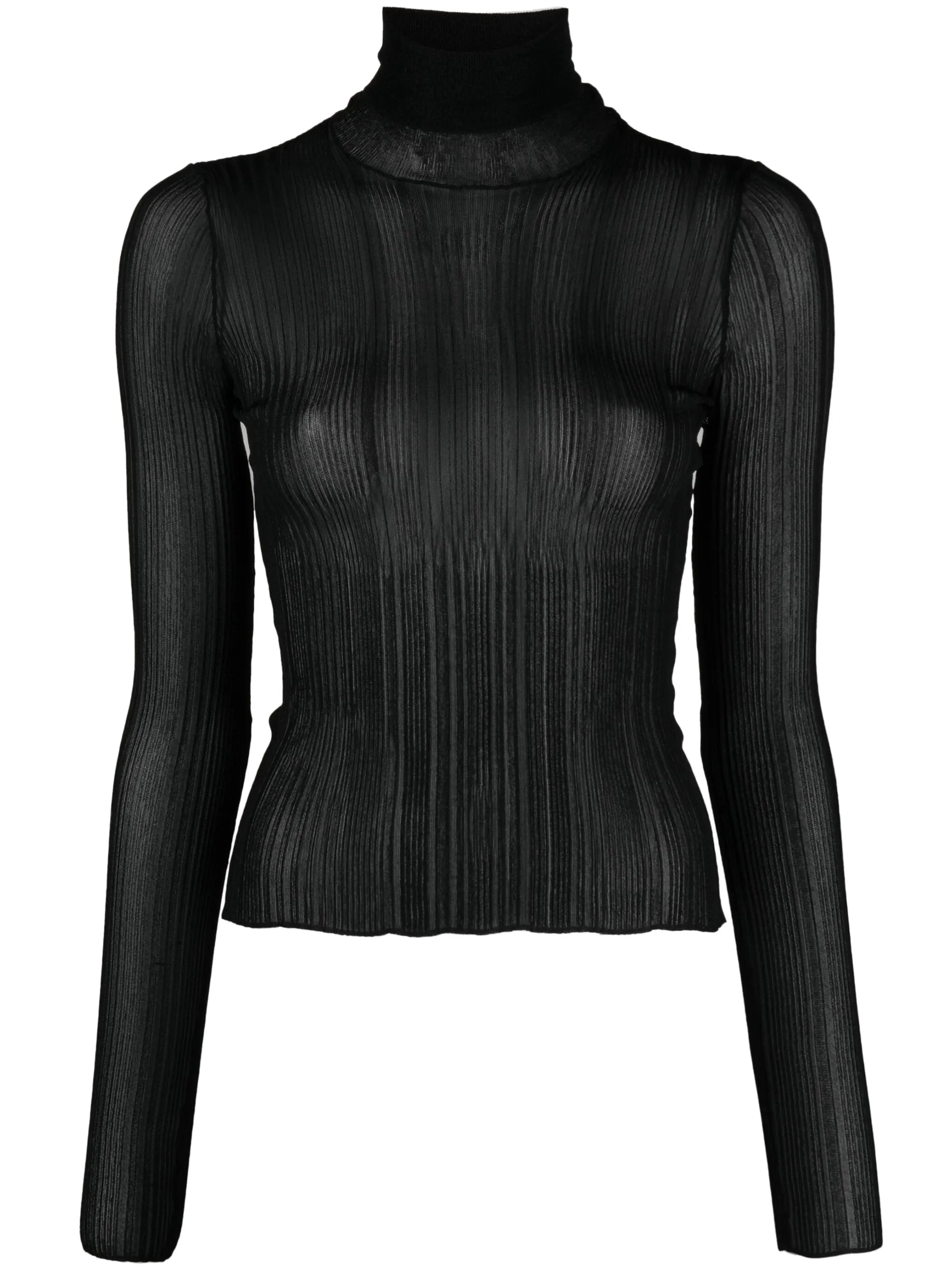 semi-sheer mock-neck top