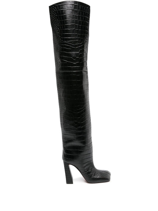 Marine 95mm crocodile-effect boots