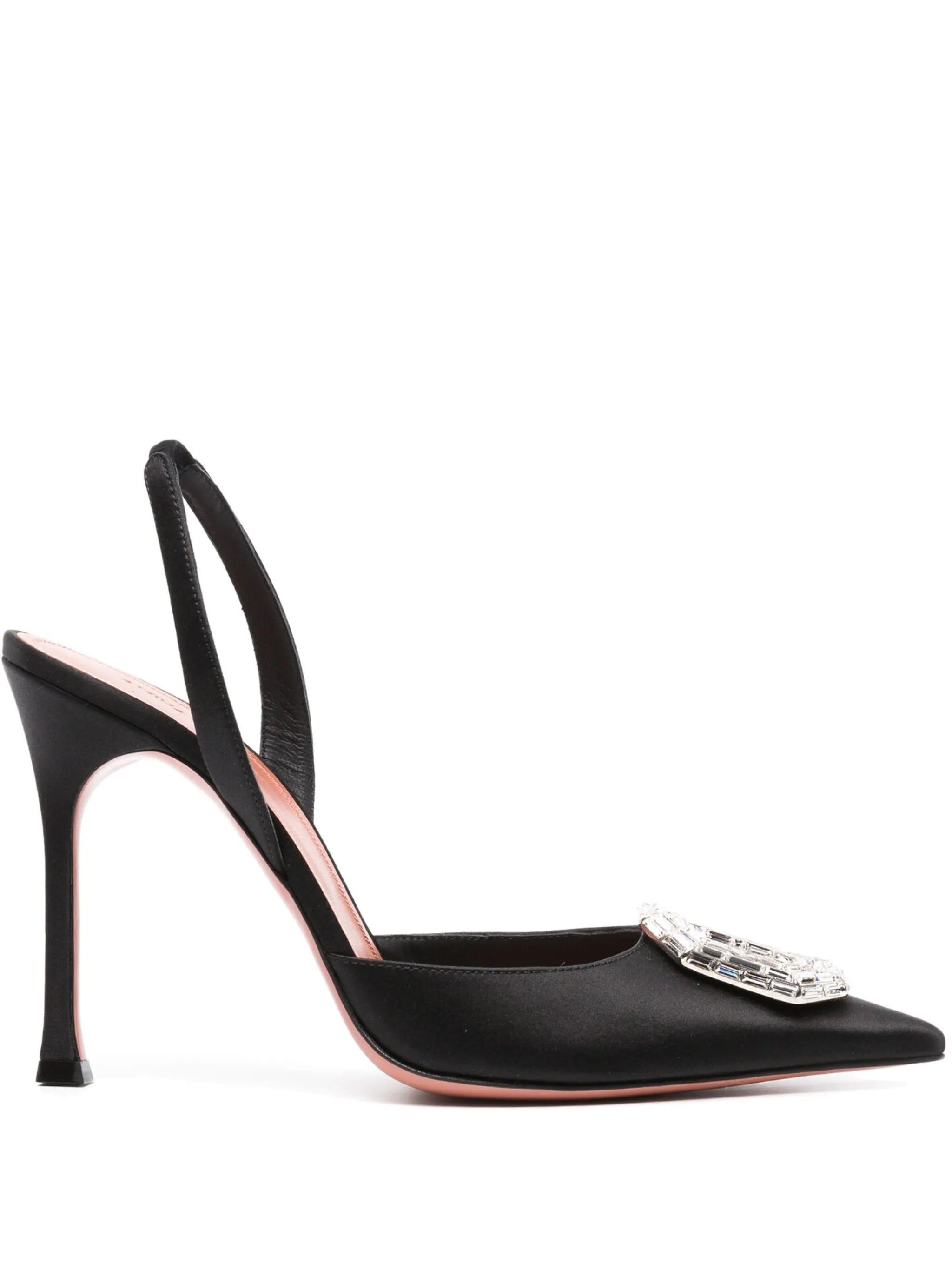 105mm Camelia crystal-buckle pumps