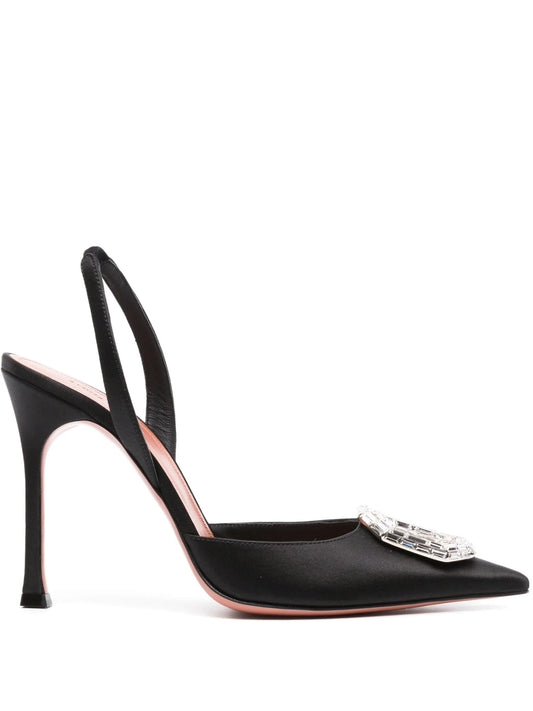 105mm Camelia crystal-buckle pumps