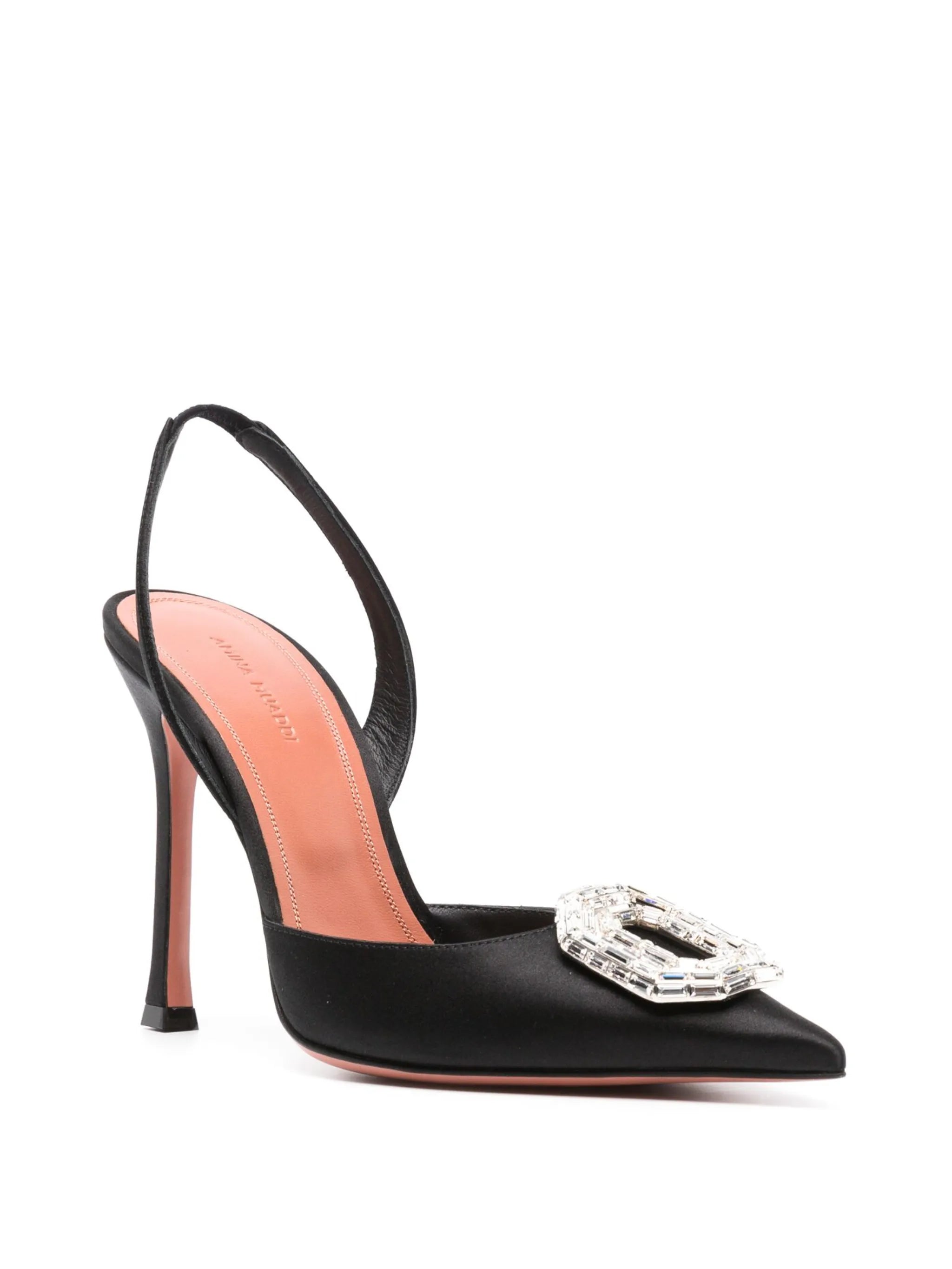 105mm Camelia crystal-buckle pumps