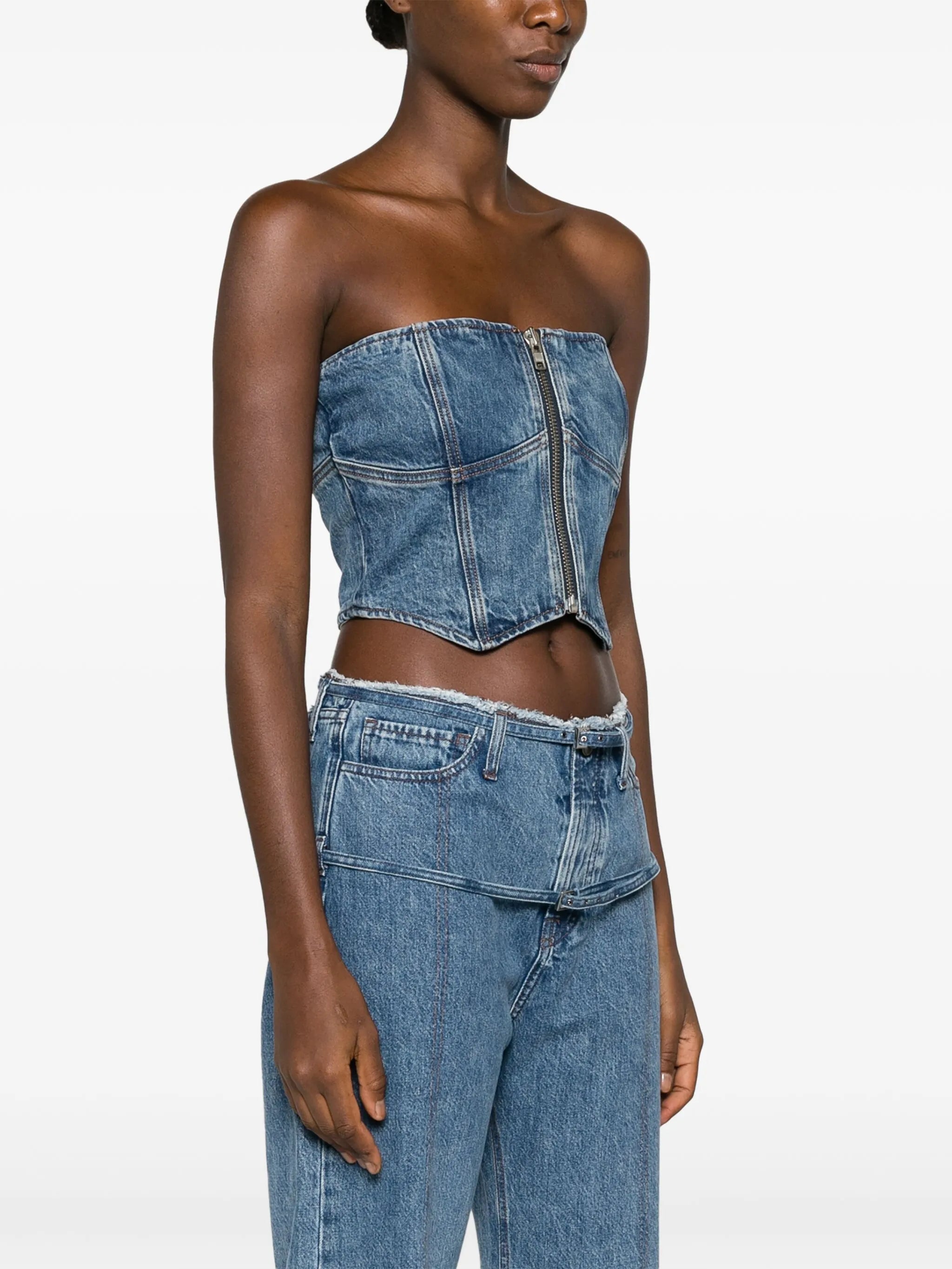Ena denim strapless bustier