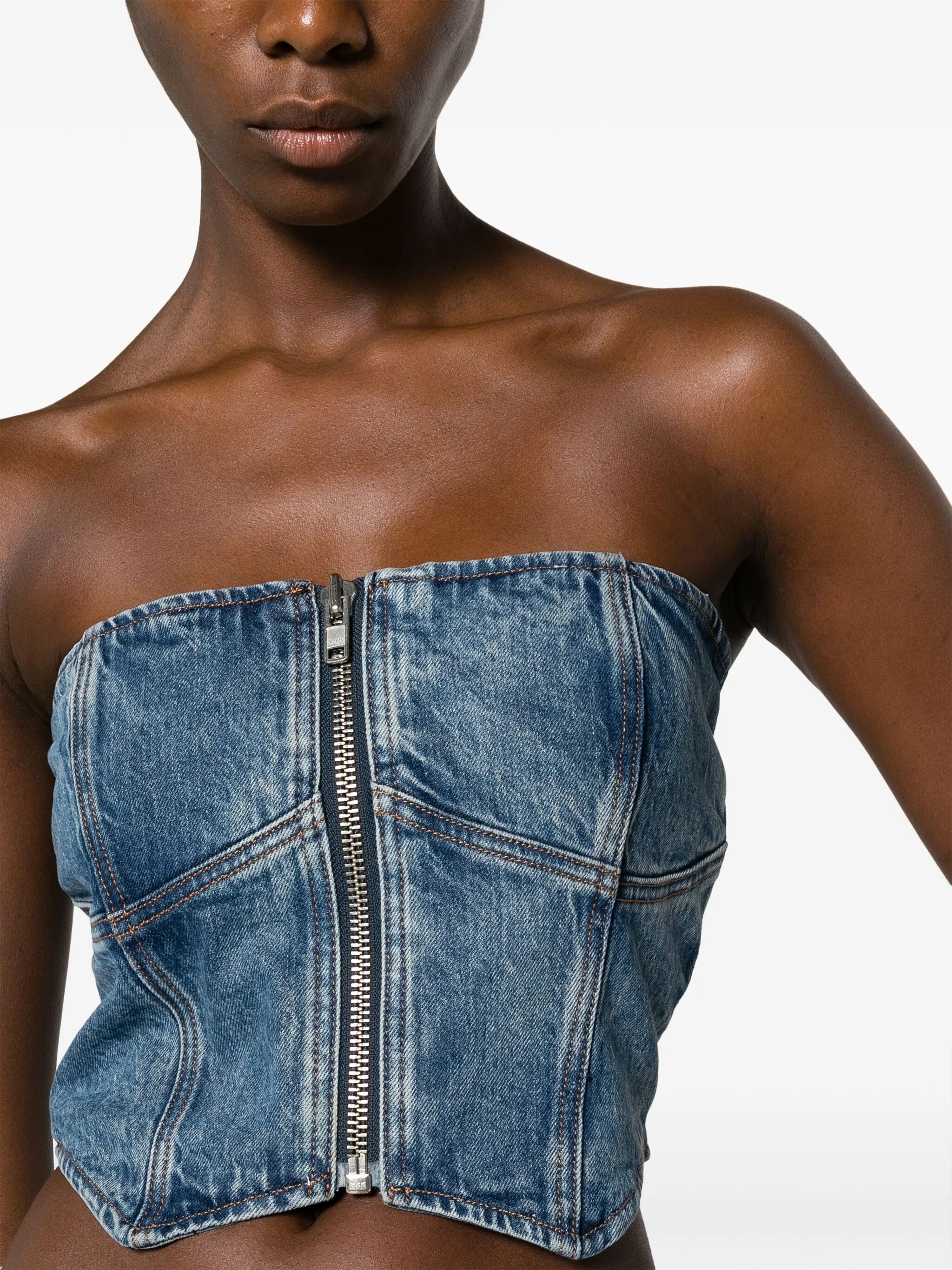 Ena denim strapless bustier