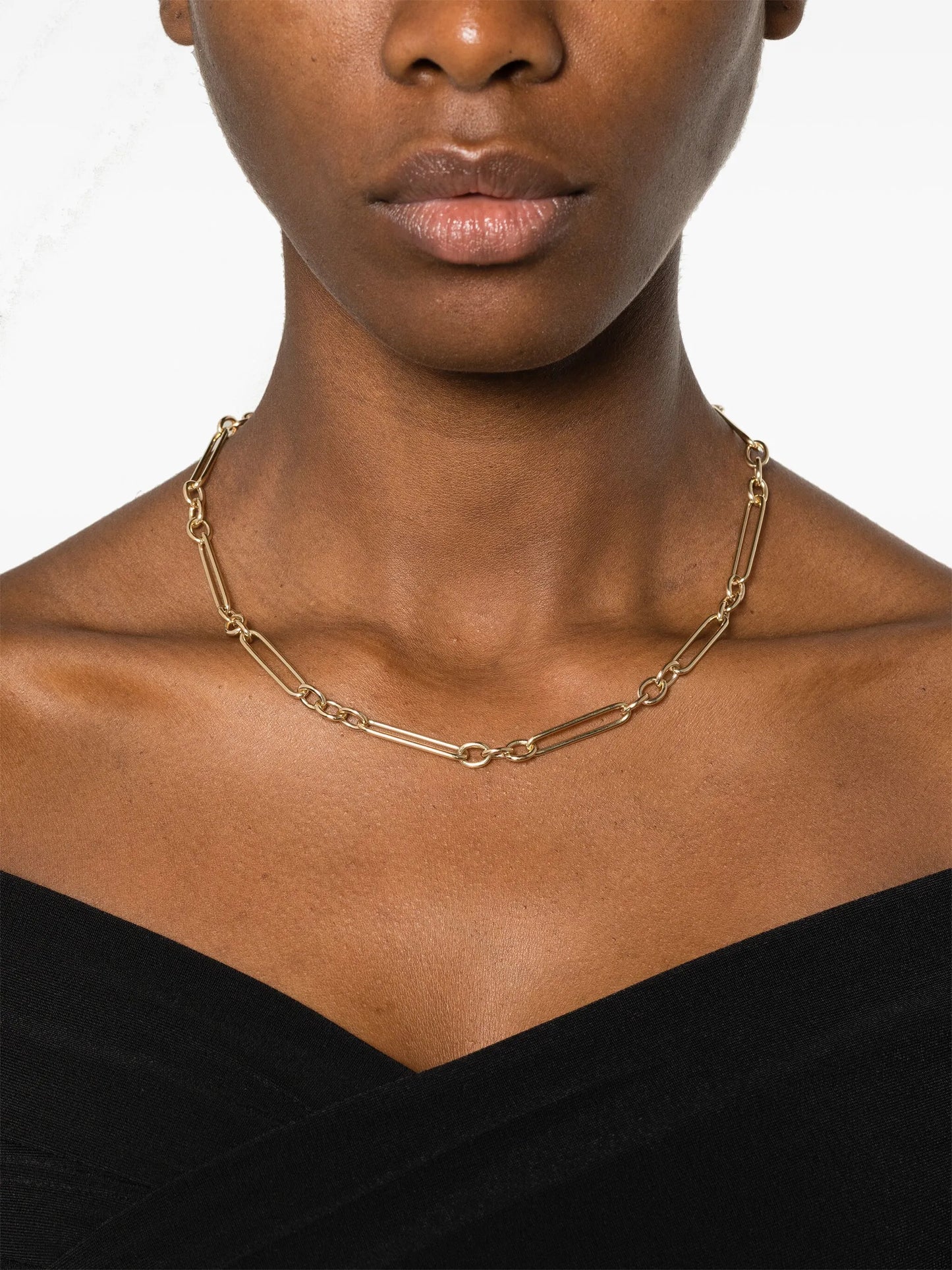 14kt yellow gold trombone chain necklace
