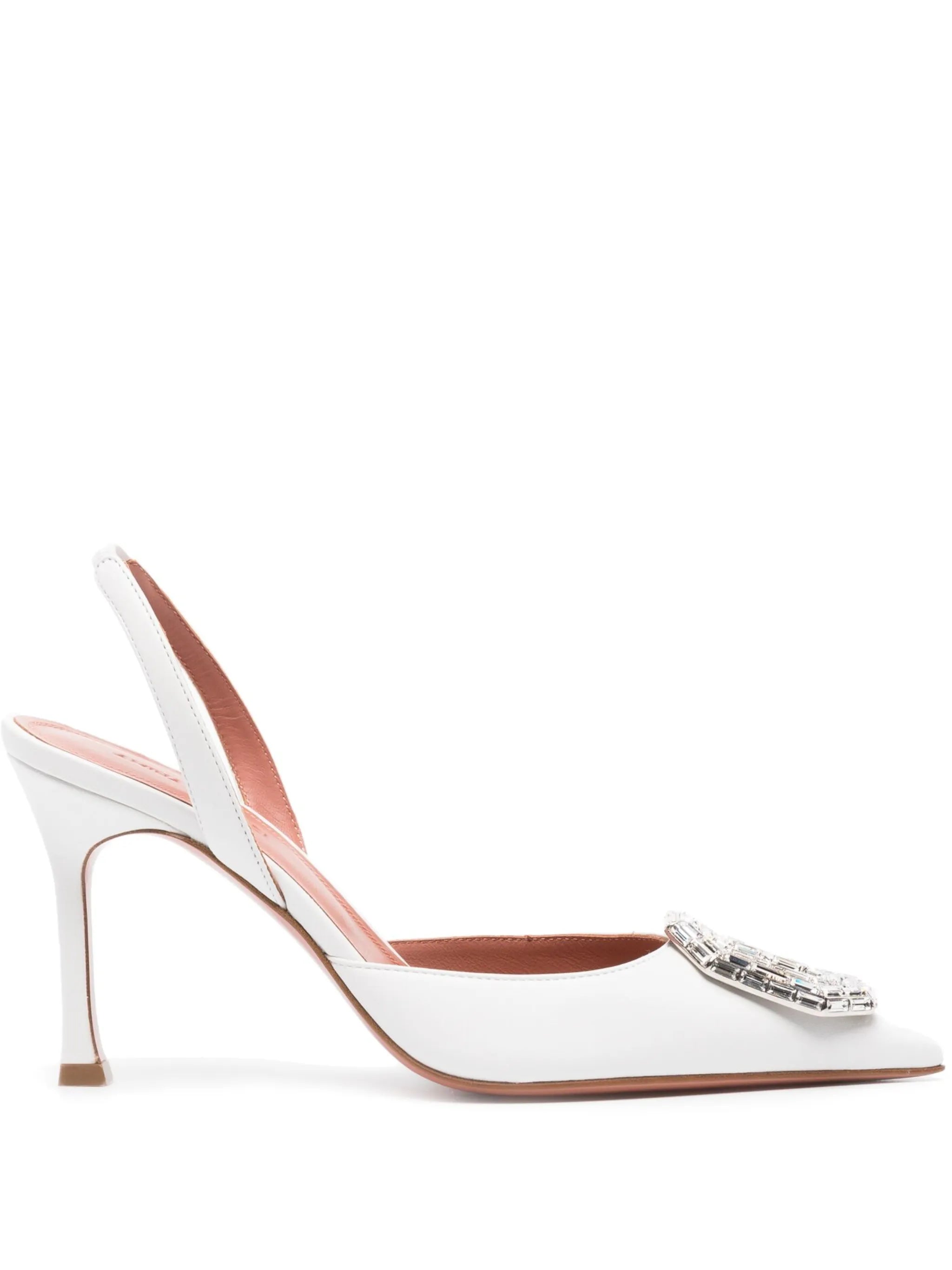 95mm Camelia crystal-buckle pumps
