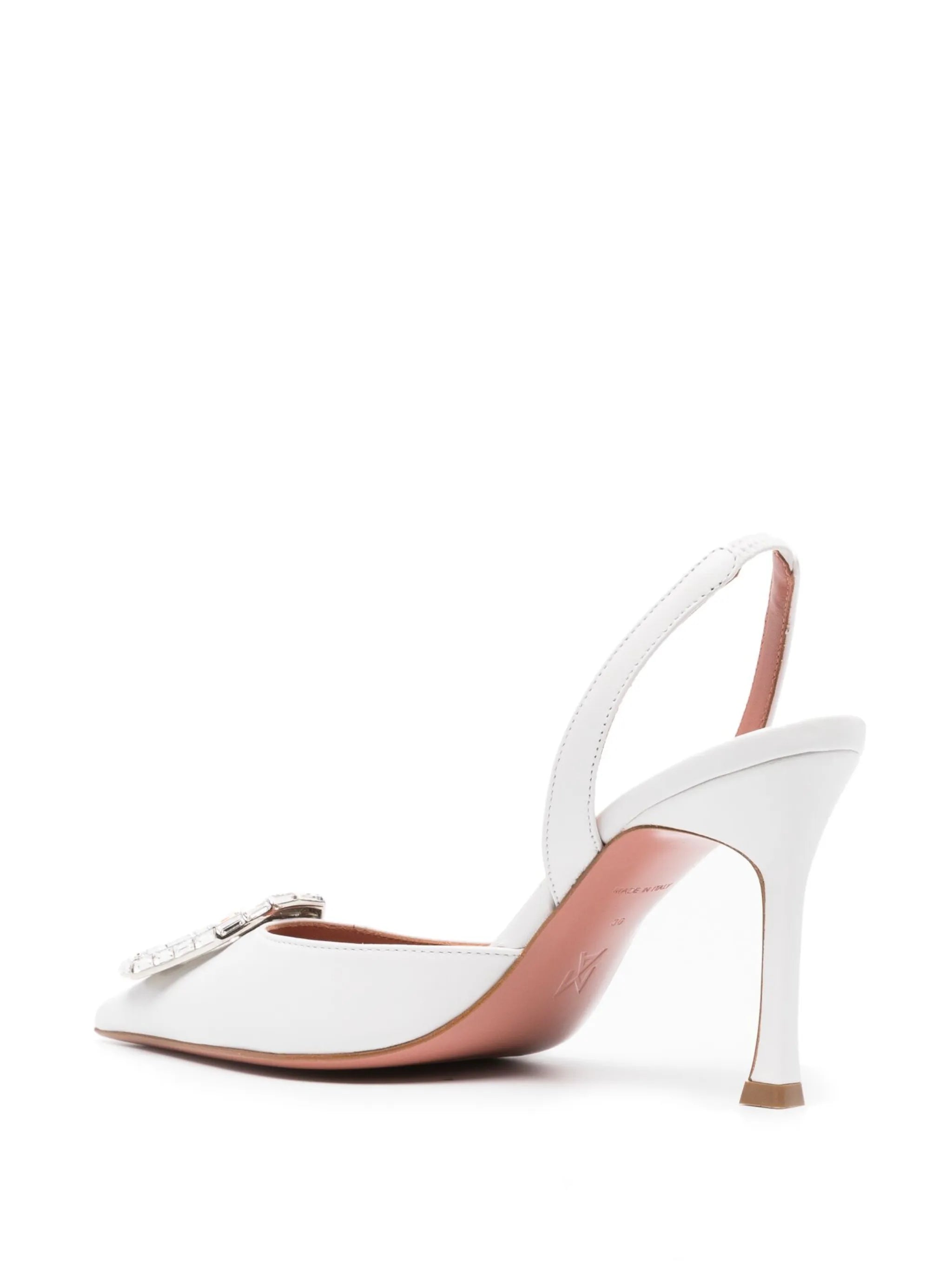 95mm Camelia crystal-buckle pumps