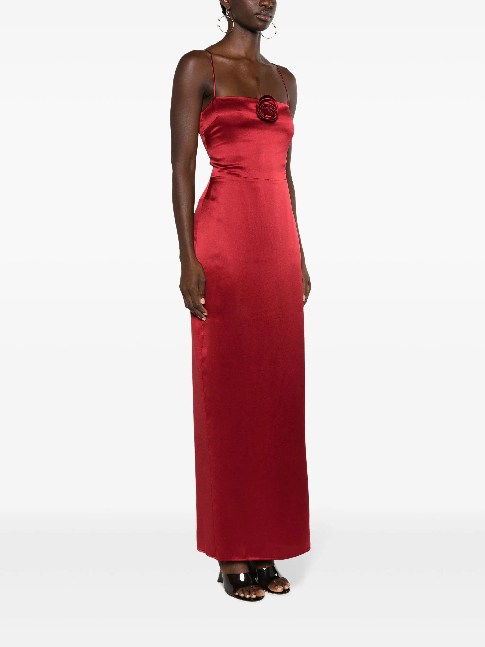 Frankie floral-appliqué silk dress
