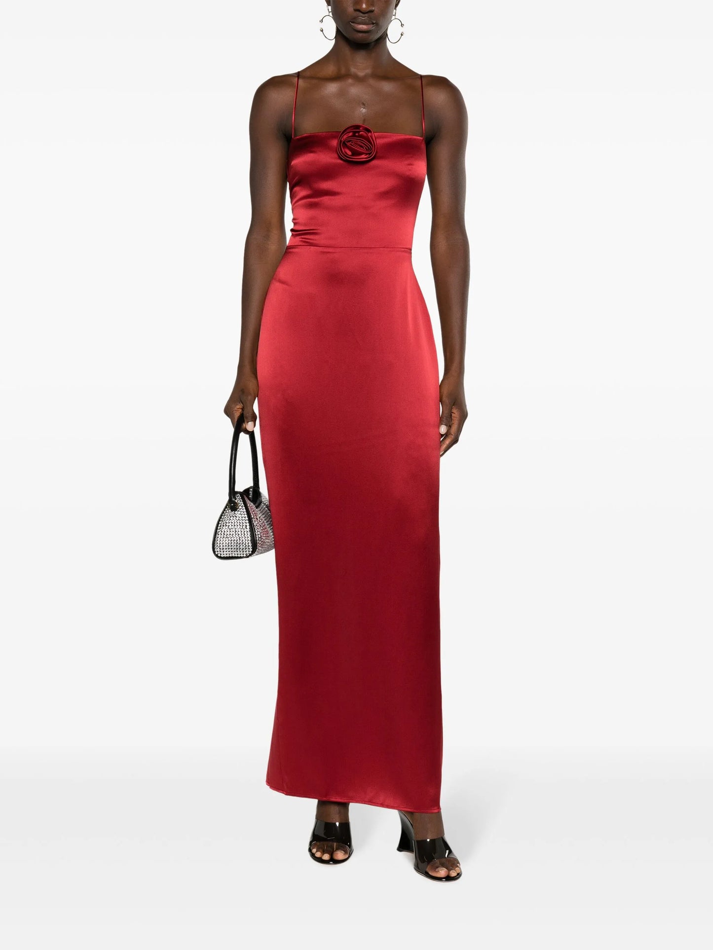 Frankie floral-appliqué silk dress