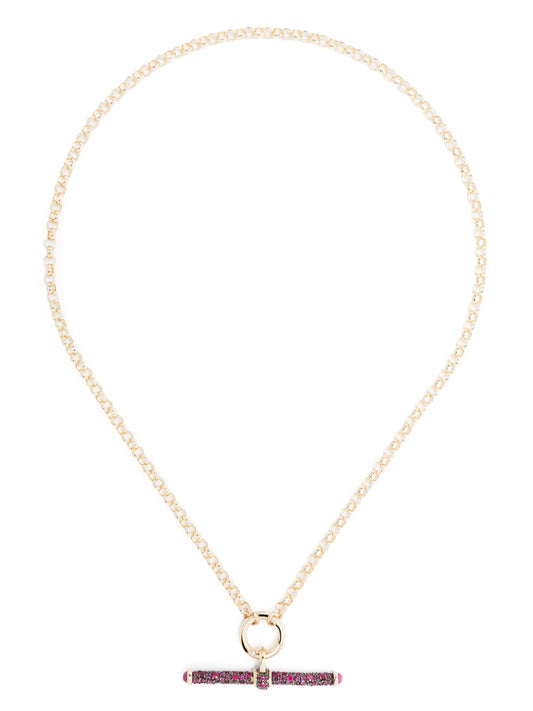 14kt yellow gold ruby T-bar necklace