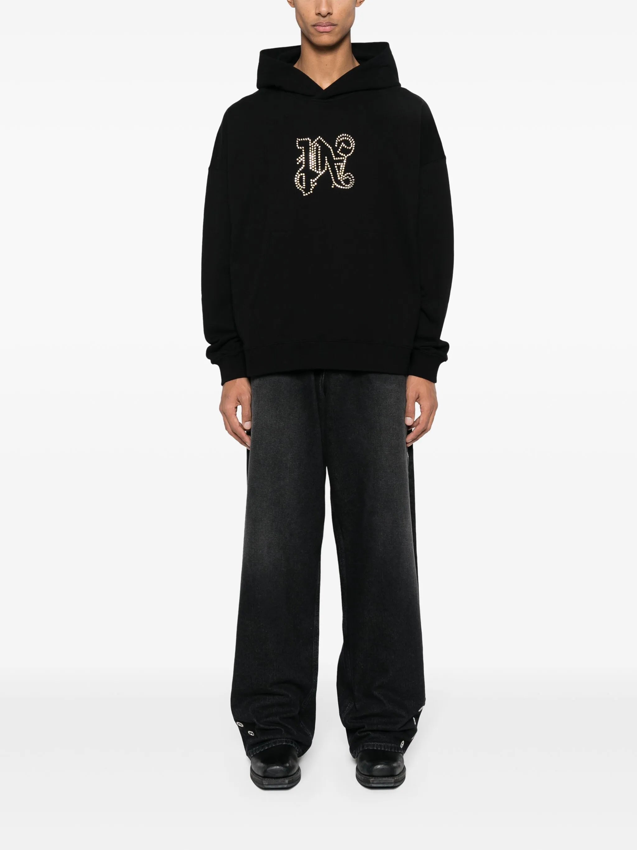 monogram-appliqué cotton hoodie