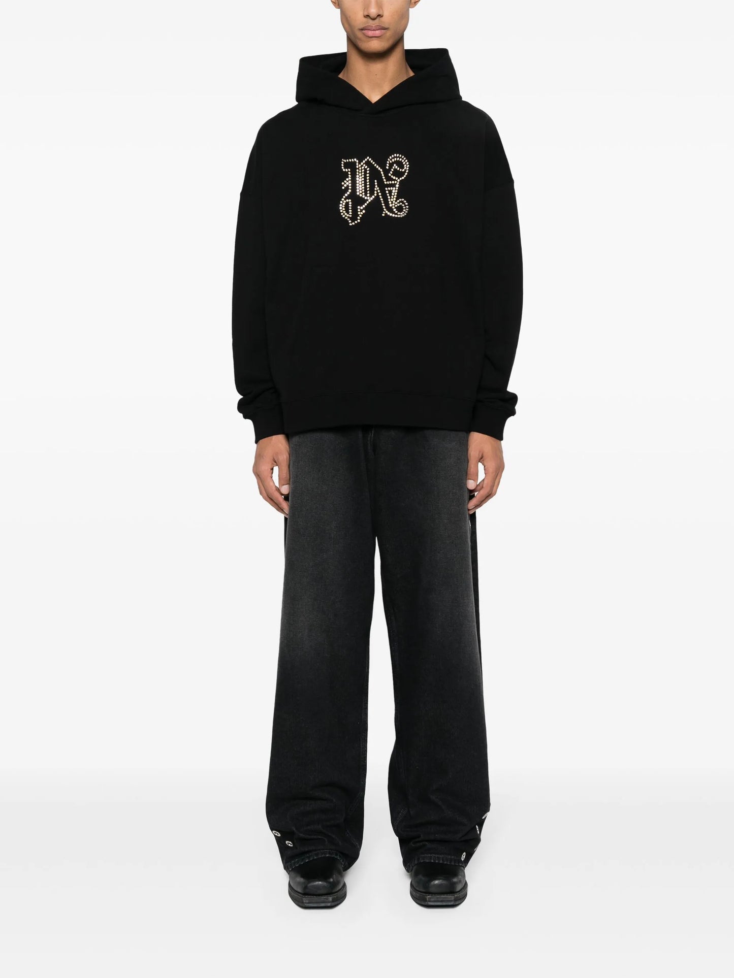 monogram-appliqué cotton hoodie