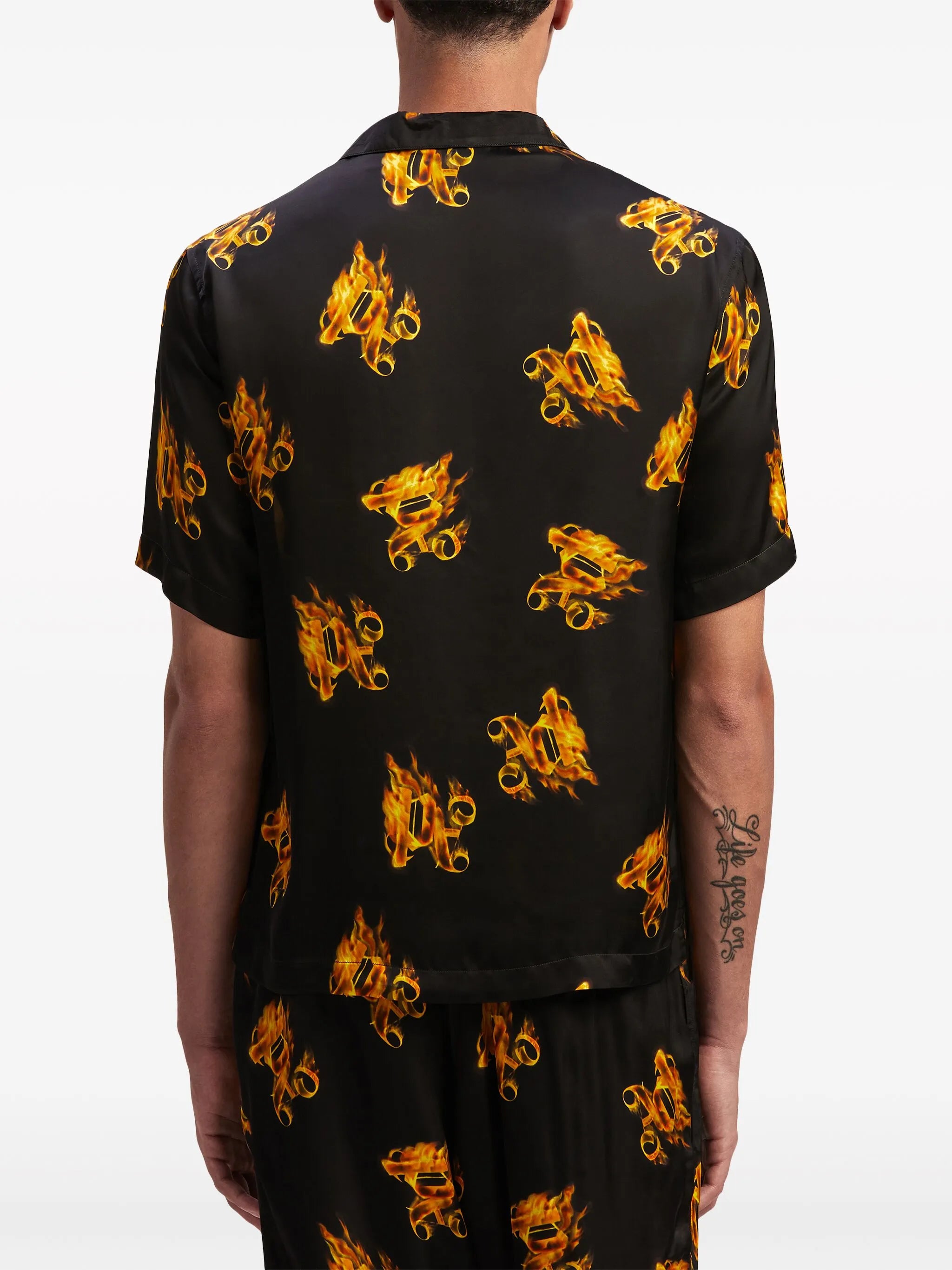 Burning monogram-print shirt