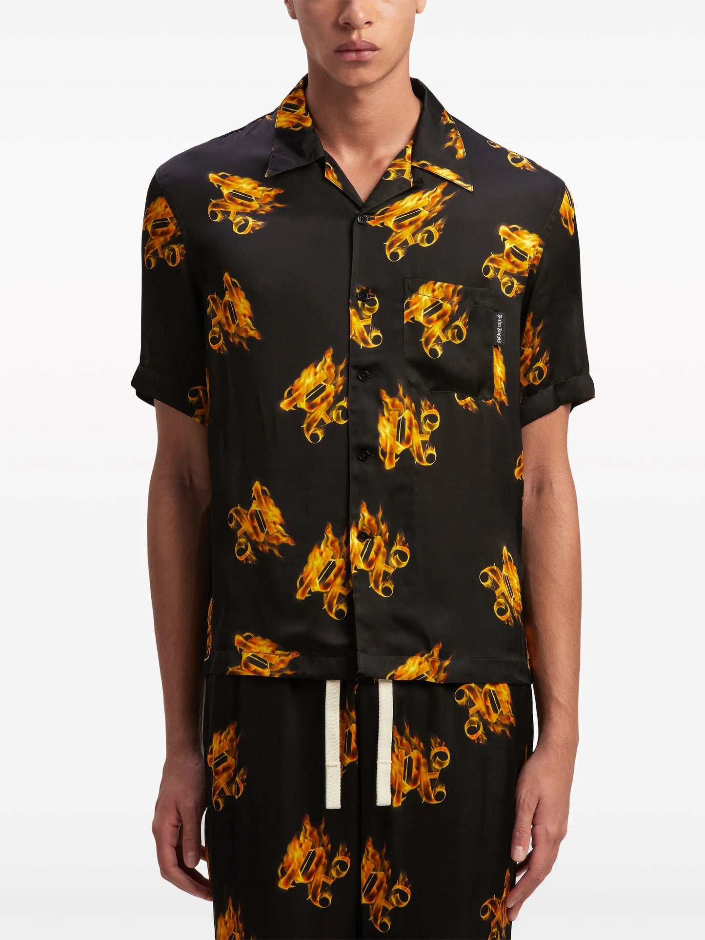 Burning monogram-print shirt