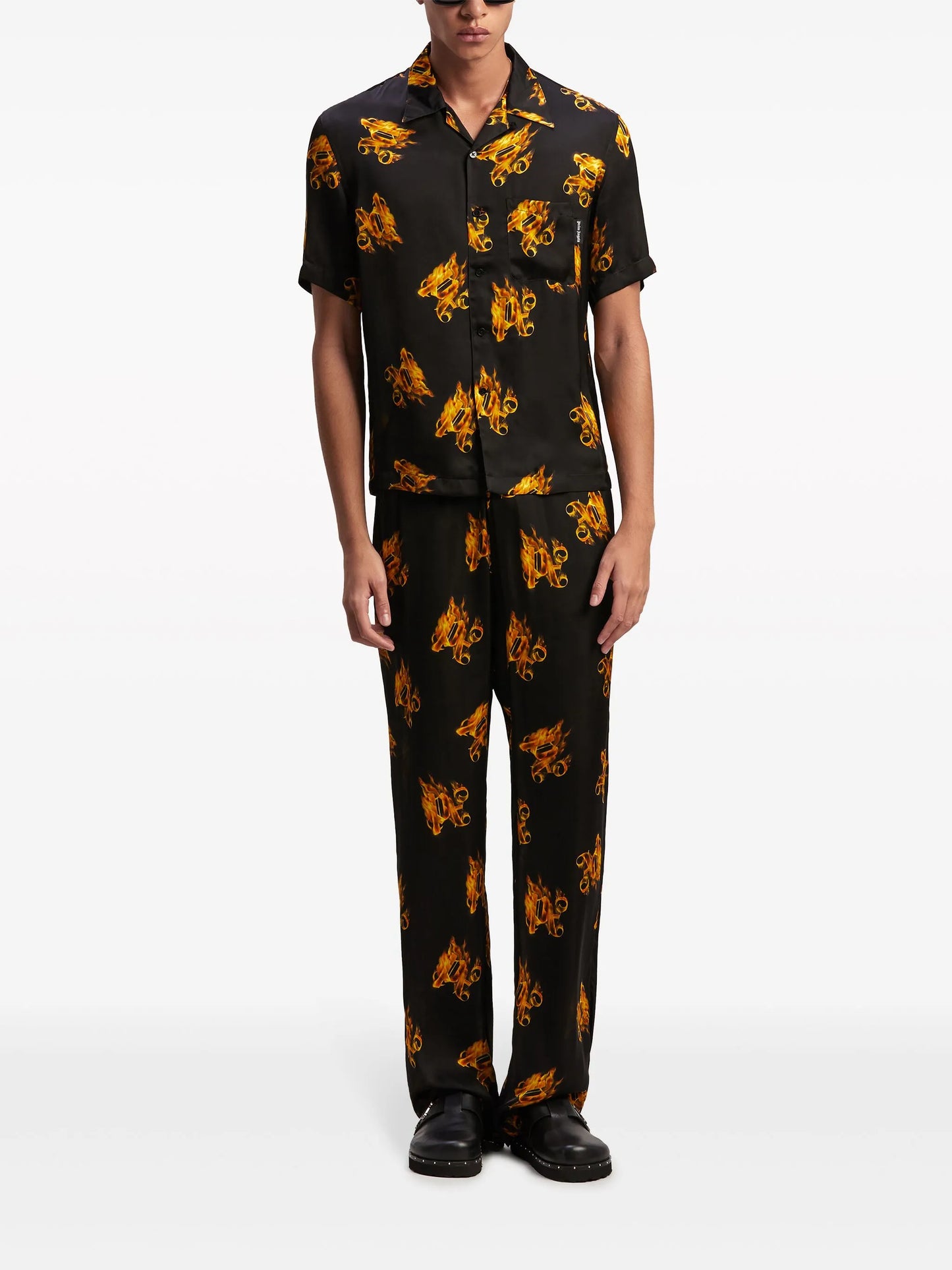 Burning monogram-print shirt