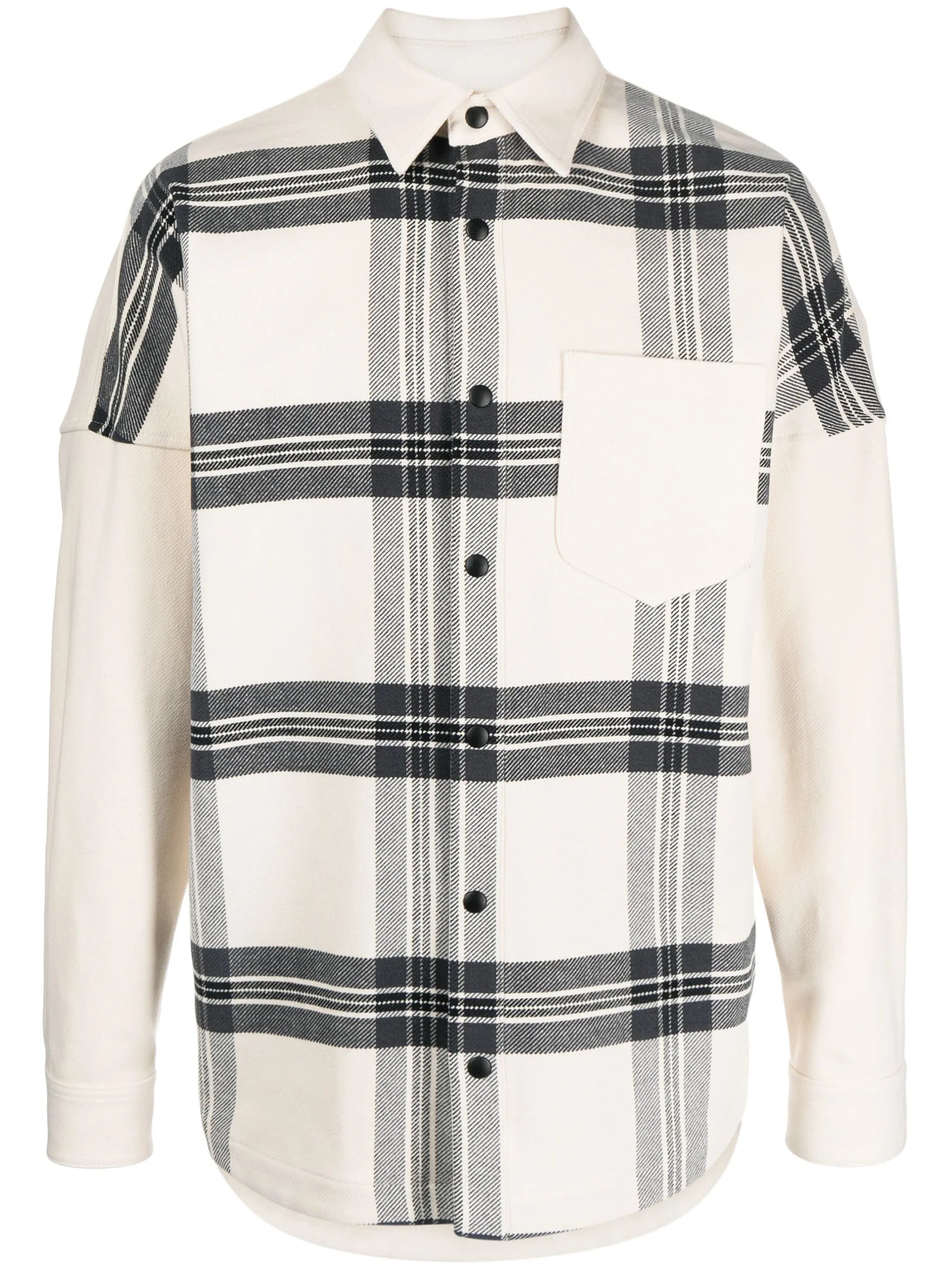 logo-print checked overshirt