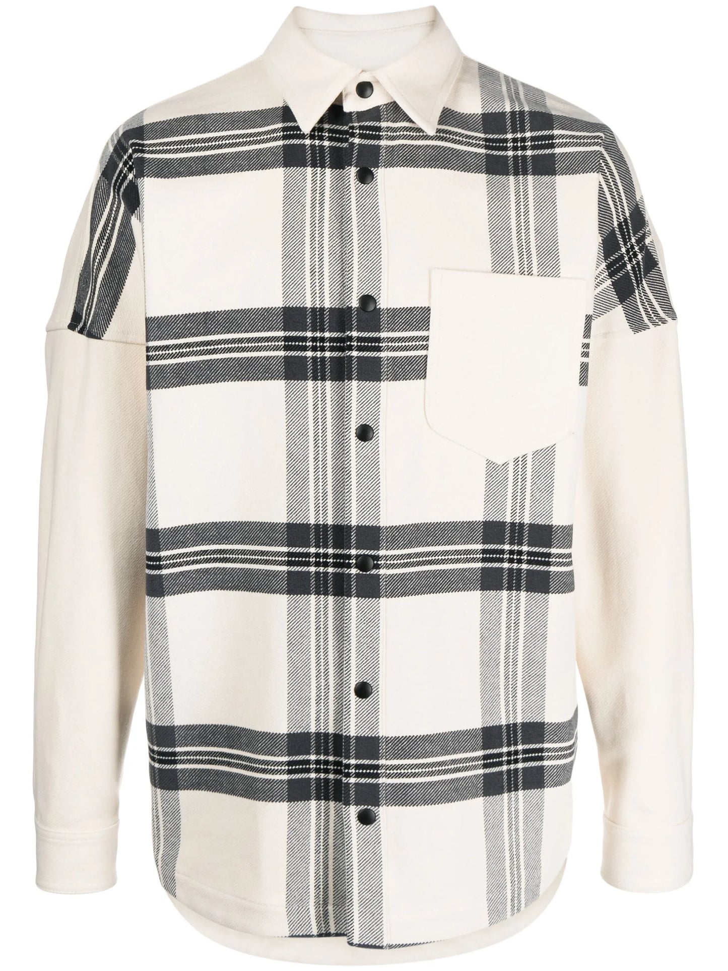 logo-print checked overshirt