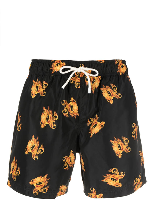 Burning monogram-print swim shorts