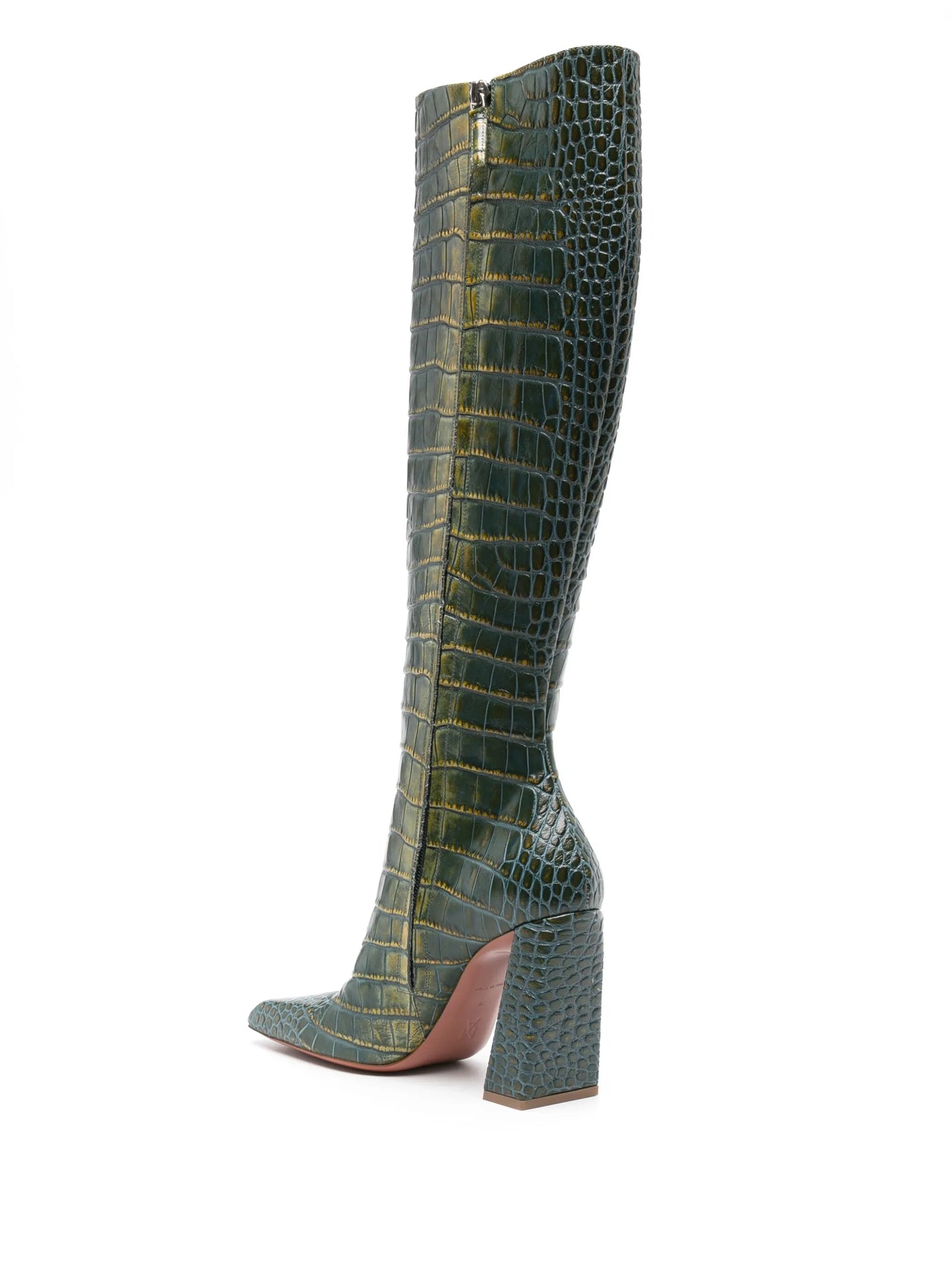 Marine 95mm crocodile-effect knee-high boots