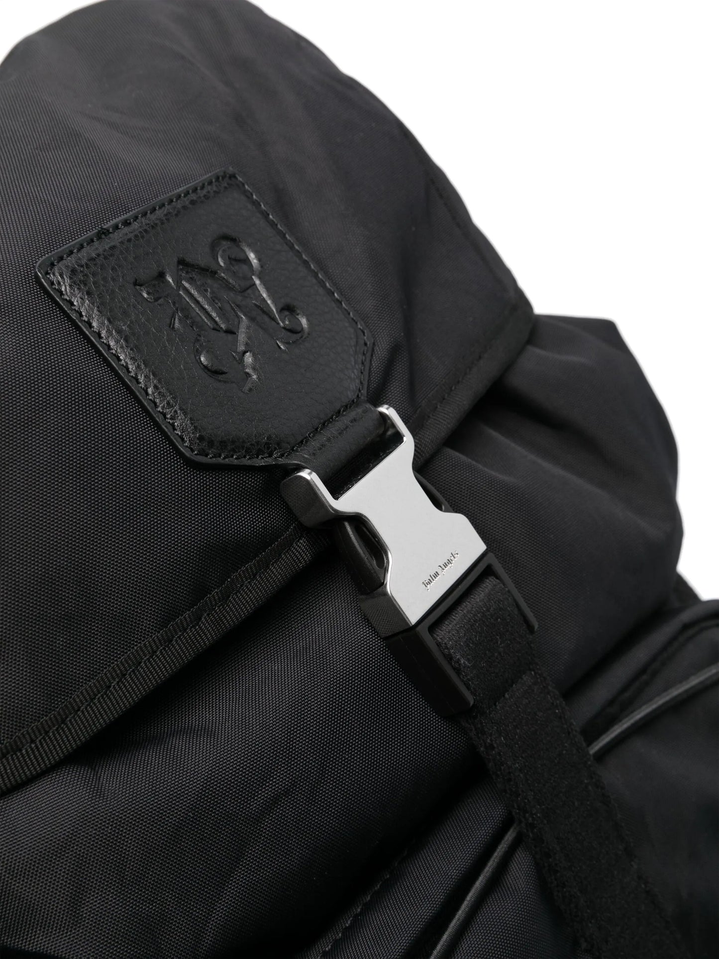 monogram-debossed canvas backpack