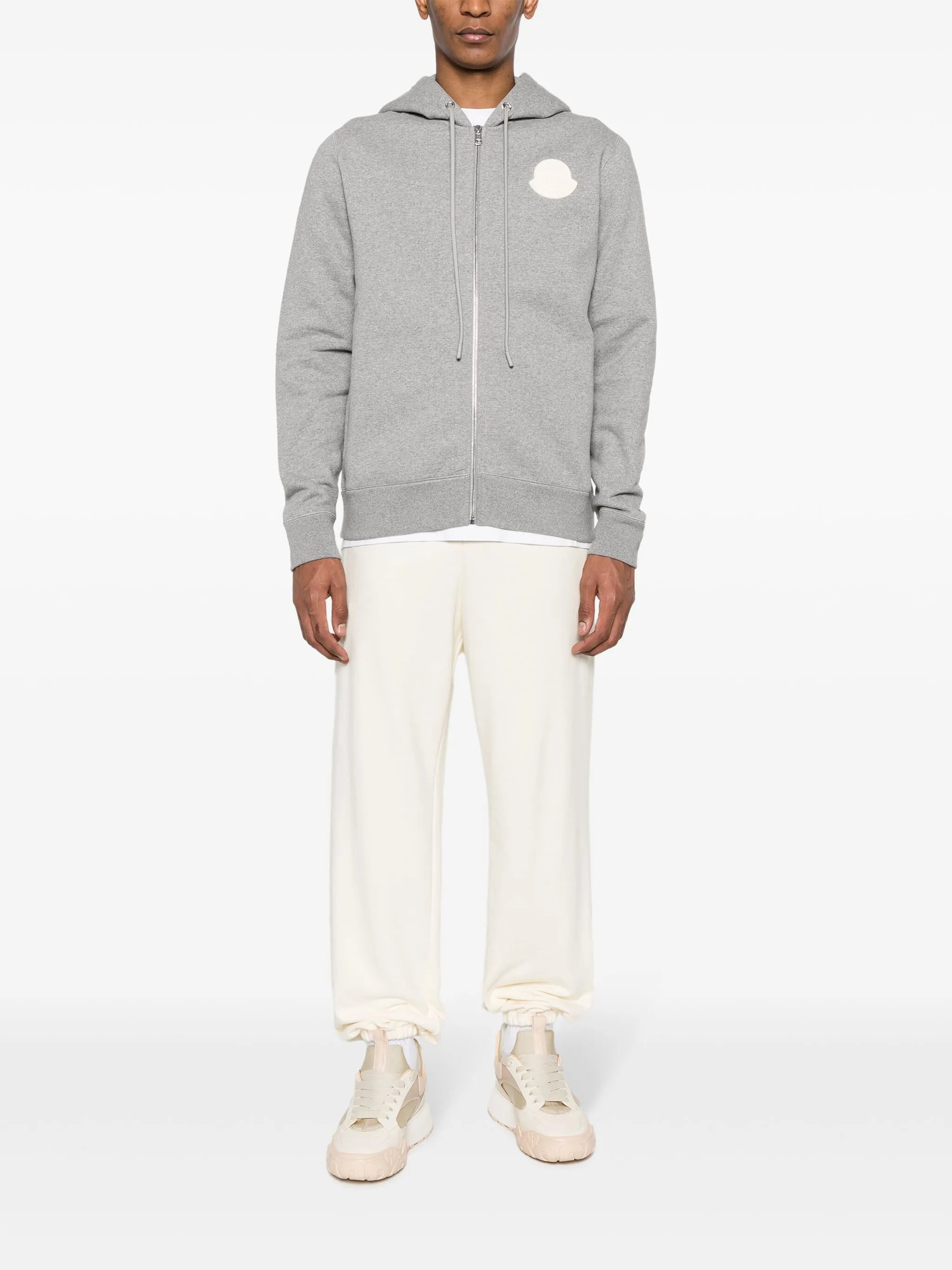 logo-patch zip-up hoodie