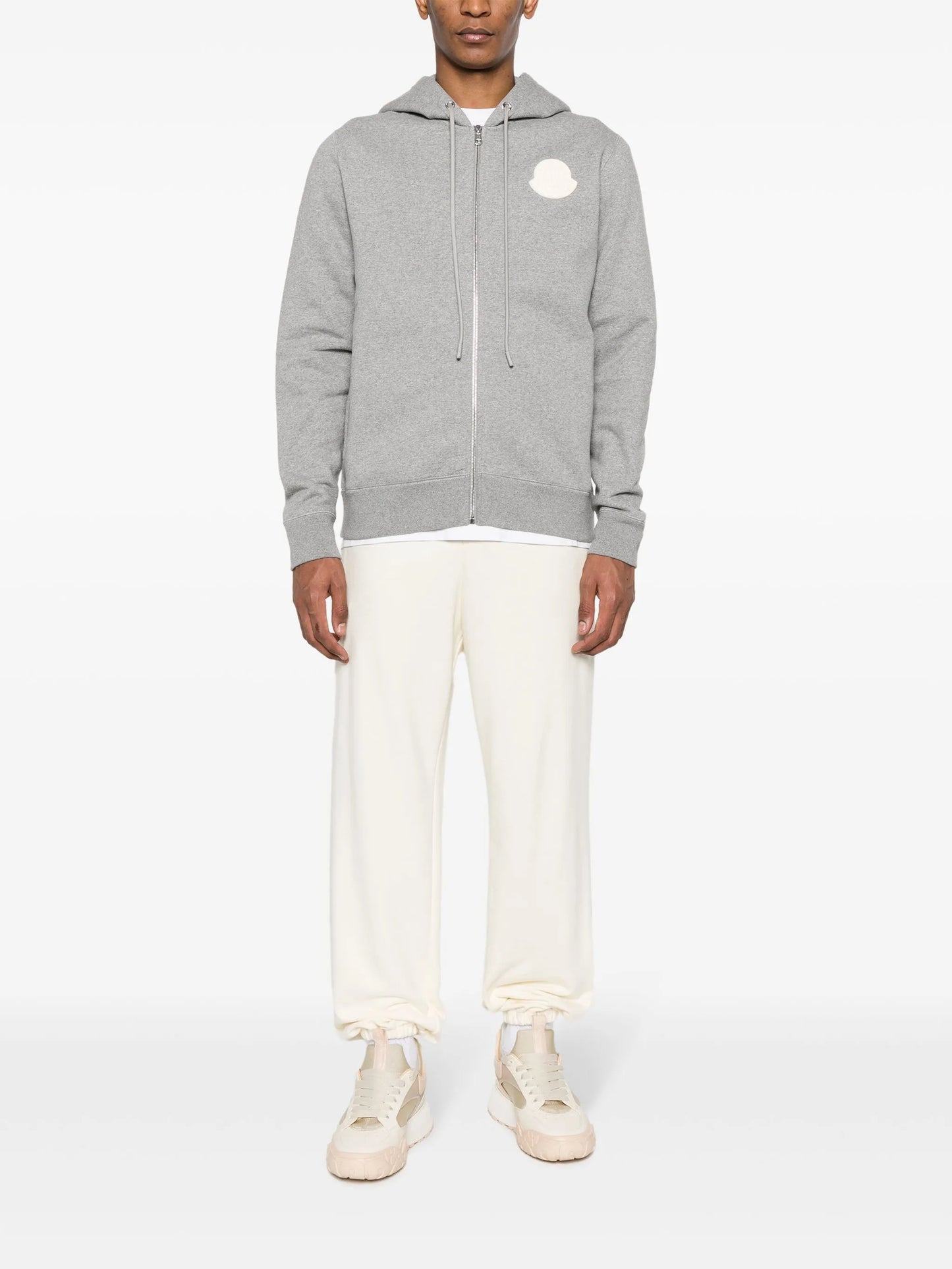 logo-patch zip-up hoodie