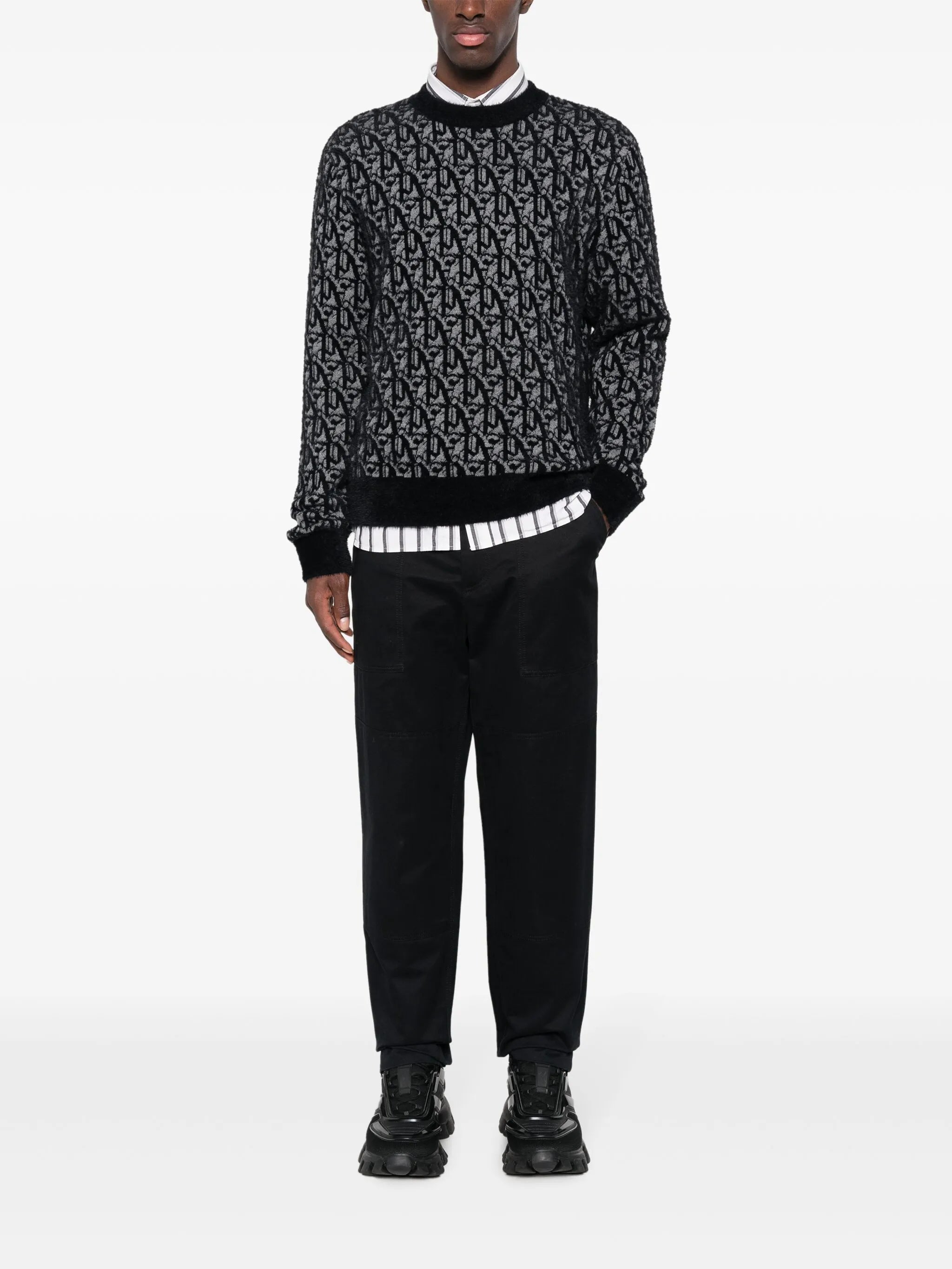 monogram-jacquard knitted jumper