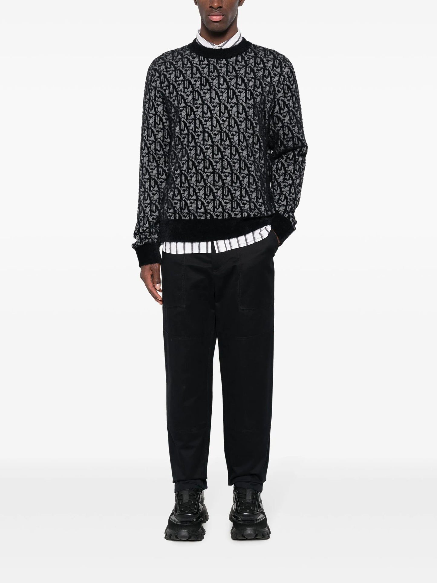 monogram-jacquard knitted jumper
