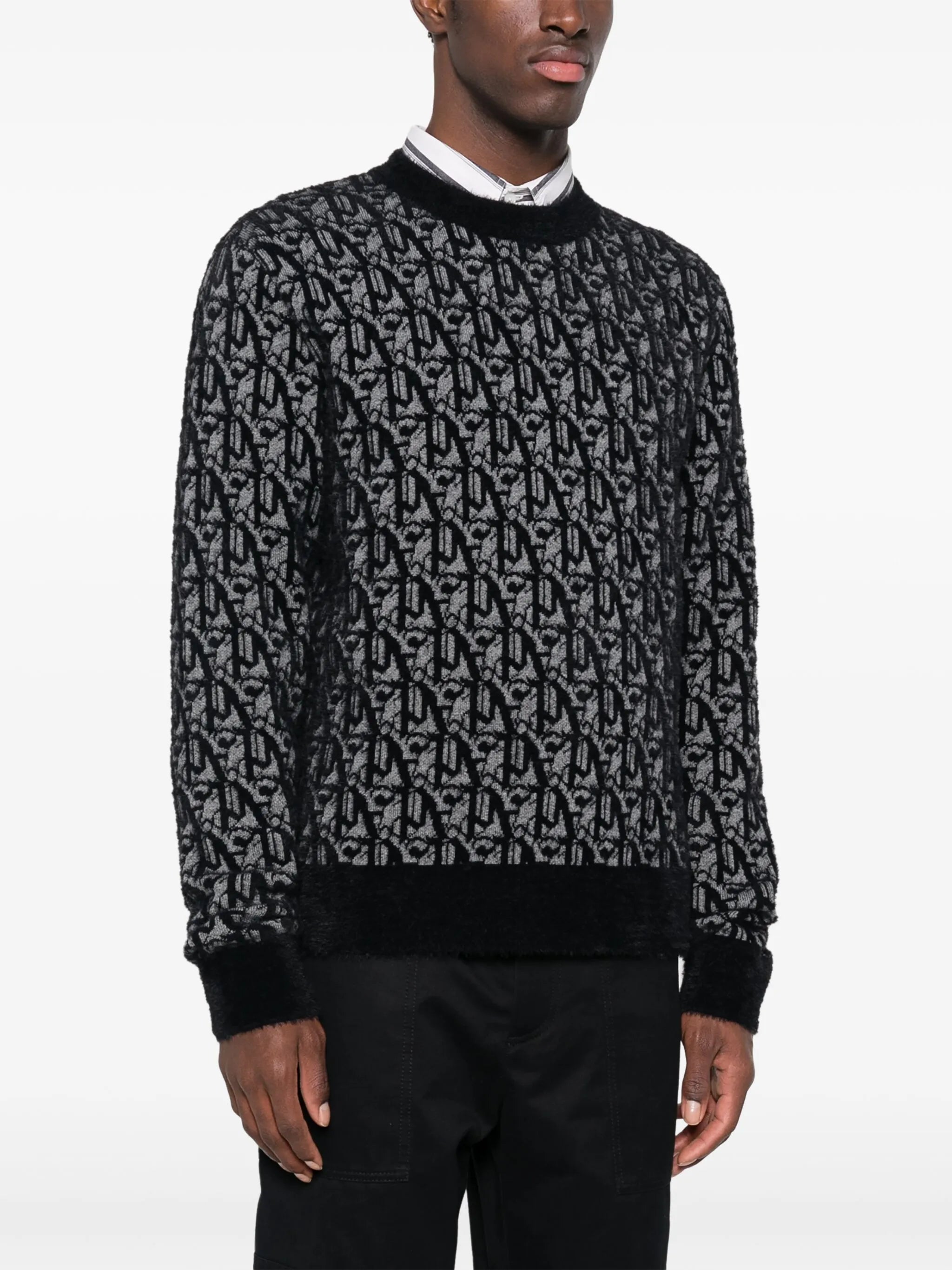 monogram-jacquard knitted jumper
