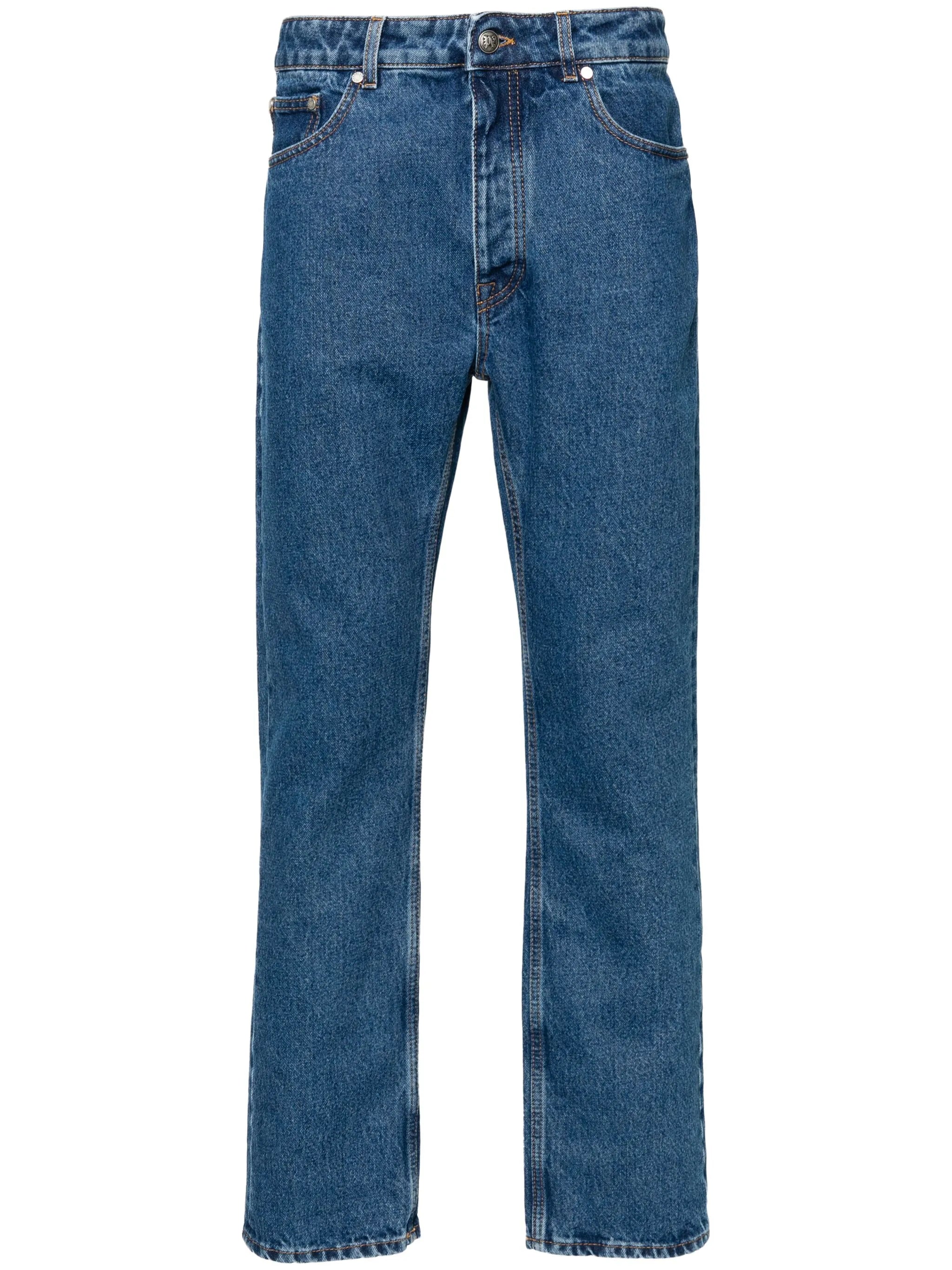 monogram-embroidered straight-leg jeans