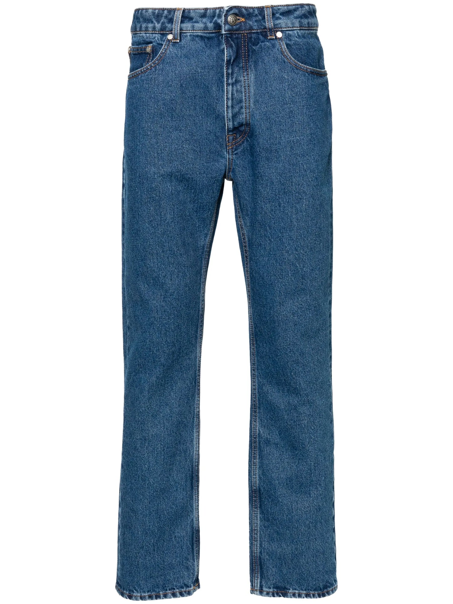 monogram-embroidered straight-leg jeans