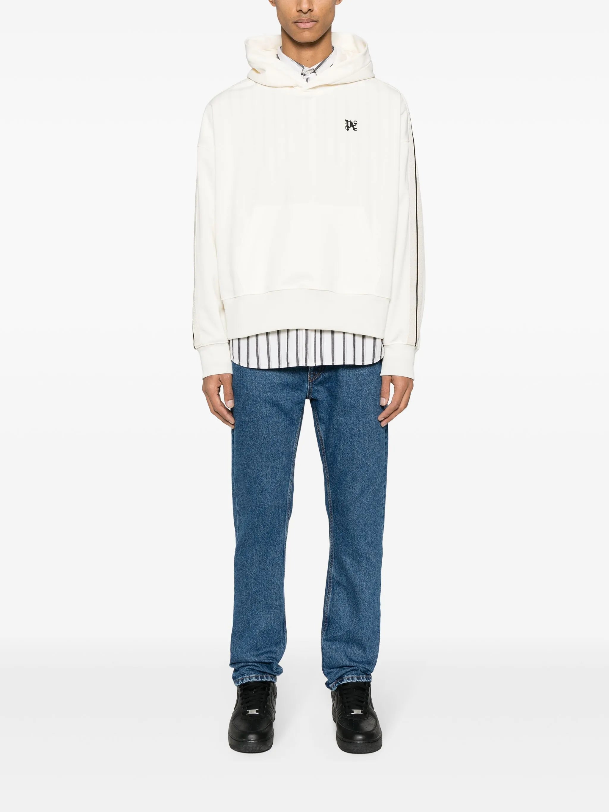 monogram-embroidered straight-leg jeans