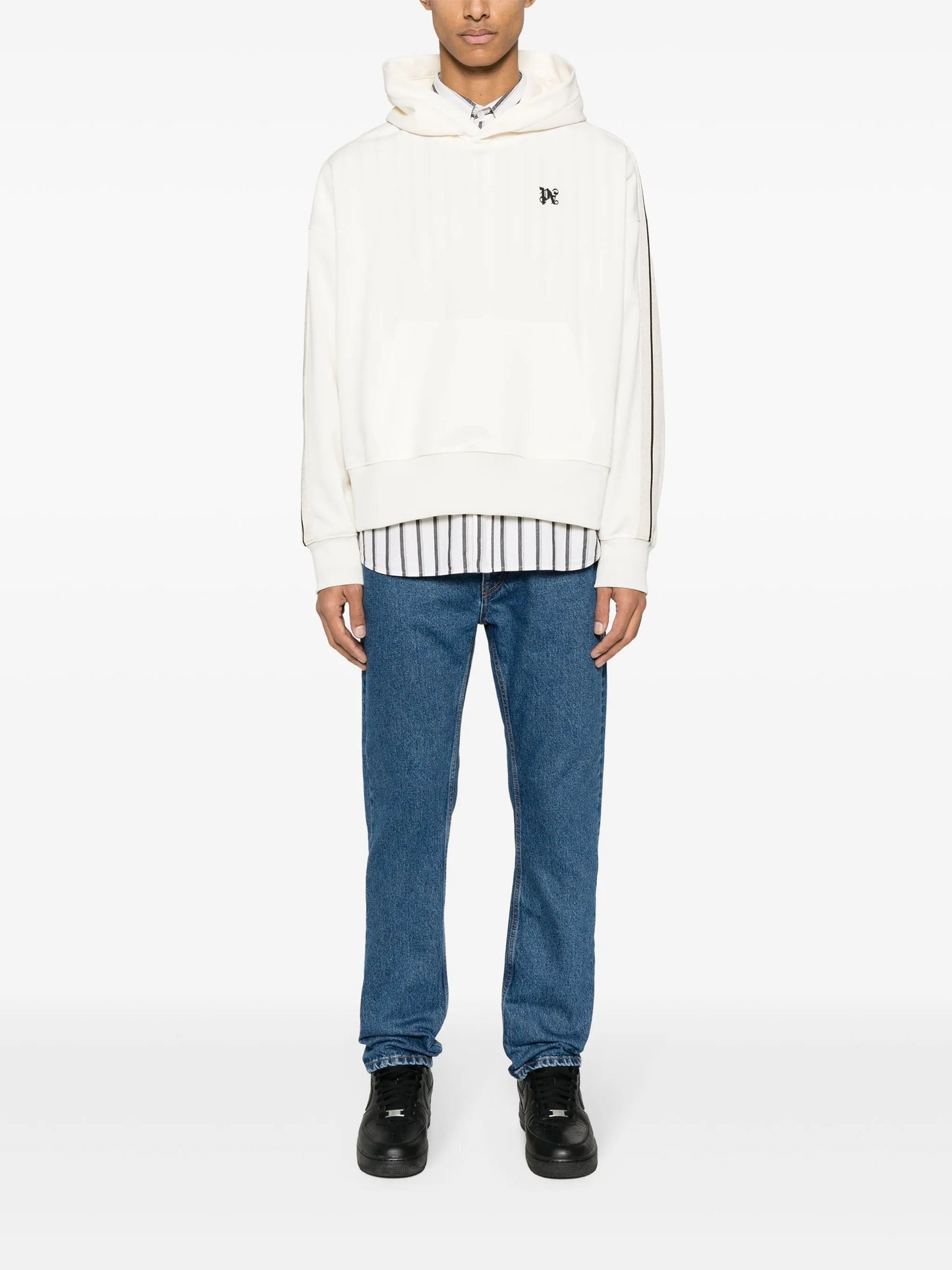 monogram-embroidered straight-leg jeans