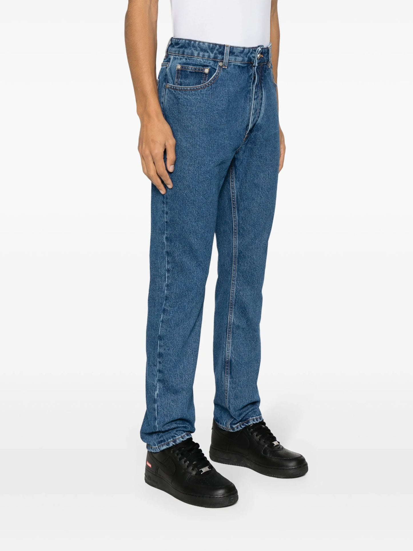 monogram-embroidered straight-leg jeans