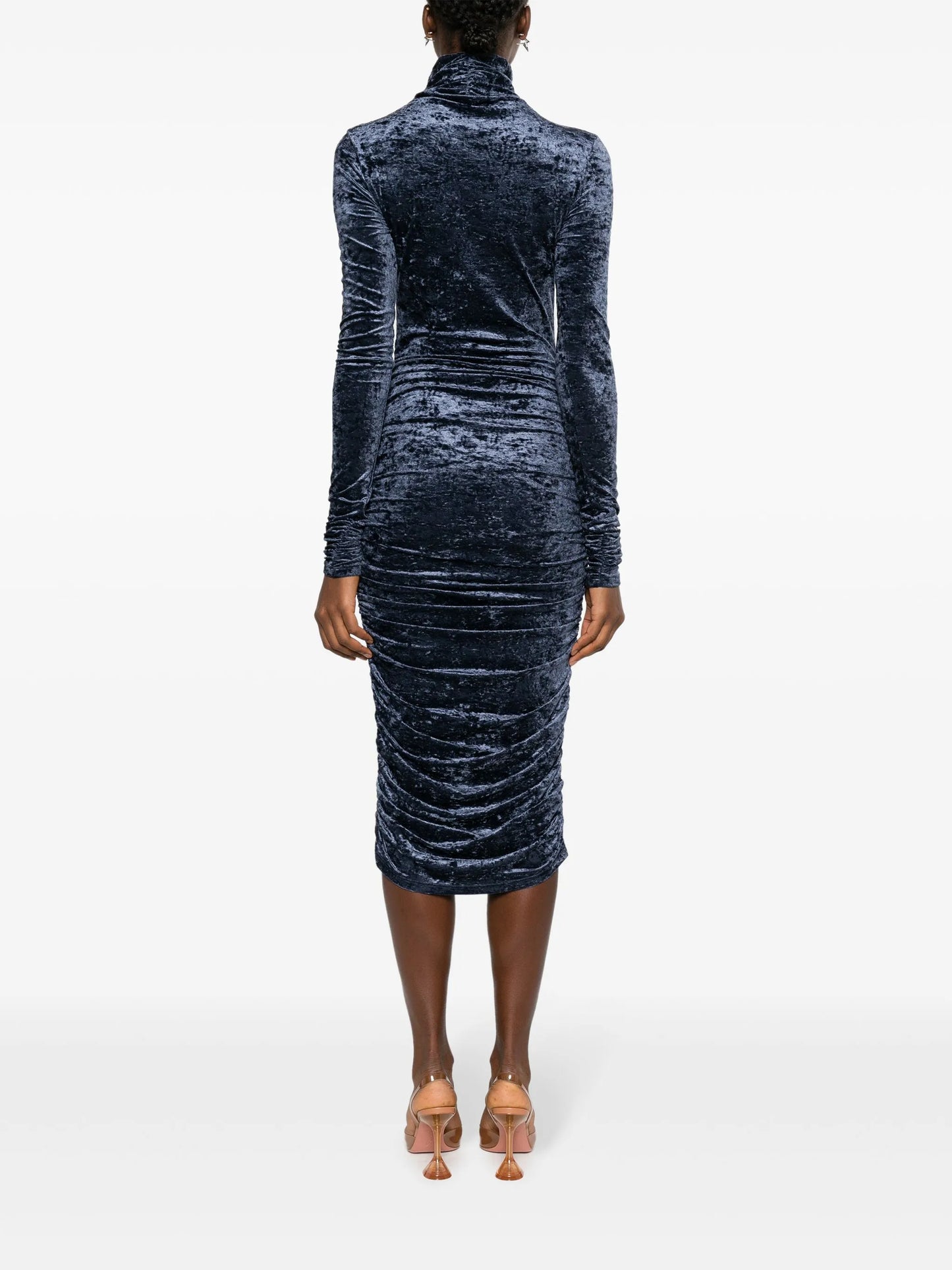 velvet-effect draped dress