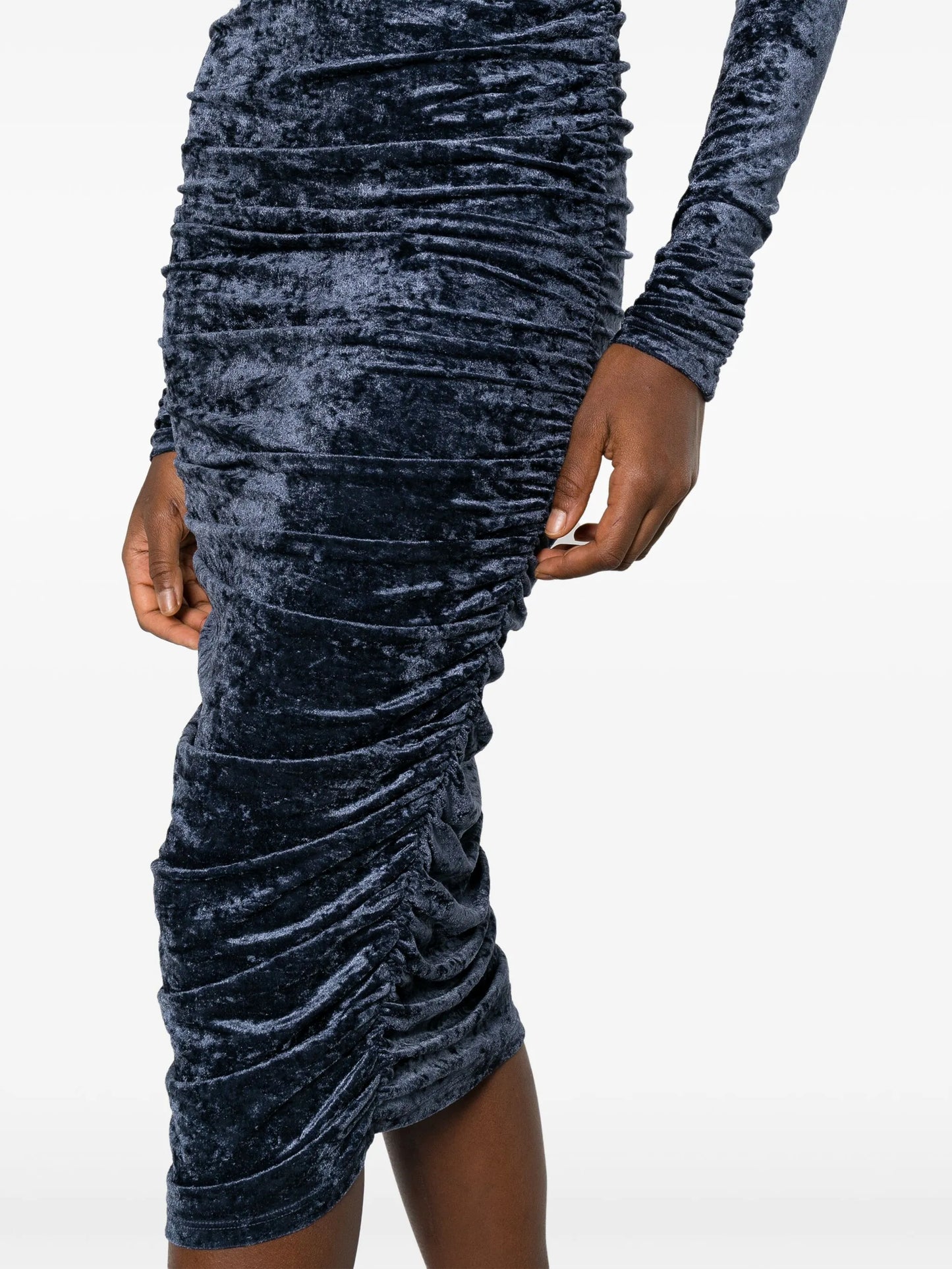 velvet-effect draped dress