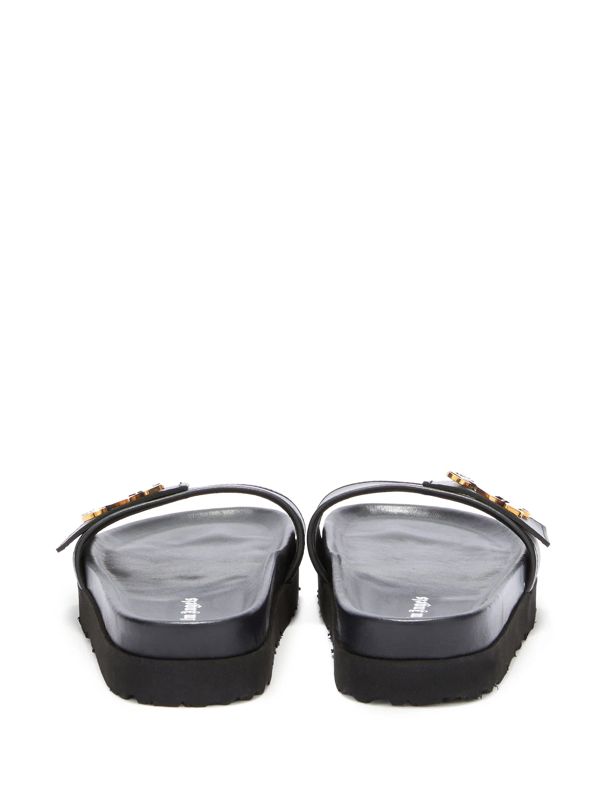 logo-plaque leather slides