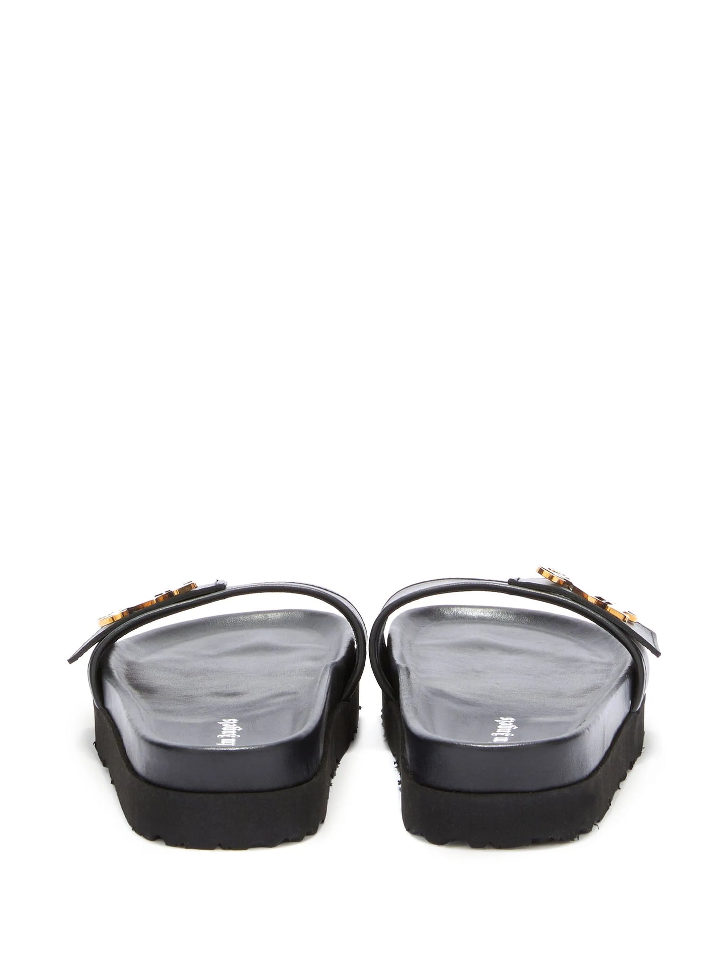 logo-plaque leather slides