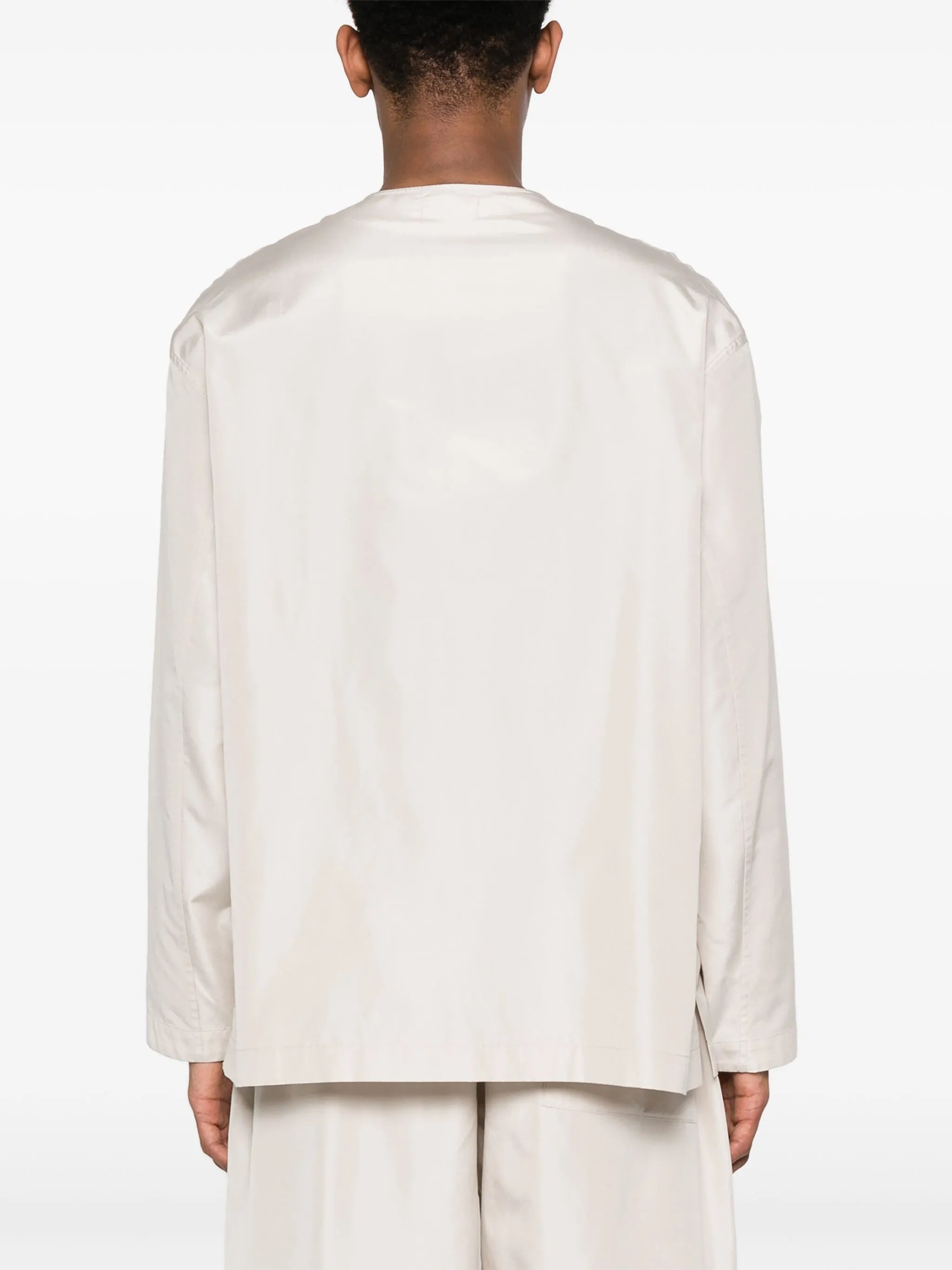 button-up silk shirt