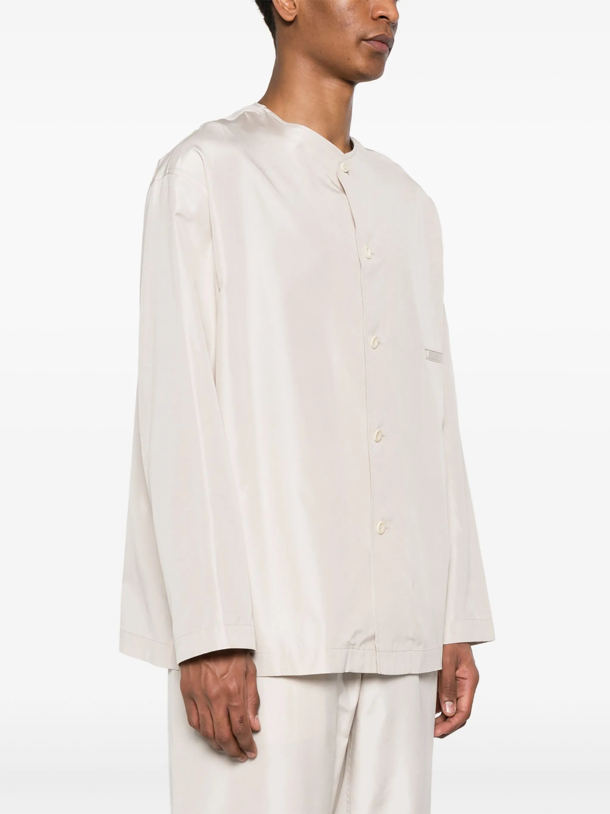 button-up silk shirt