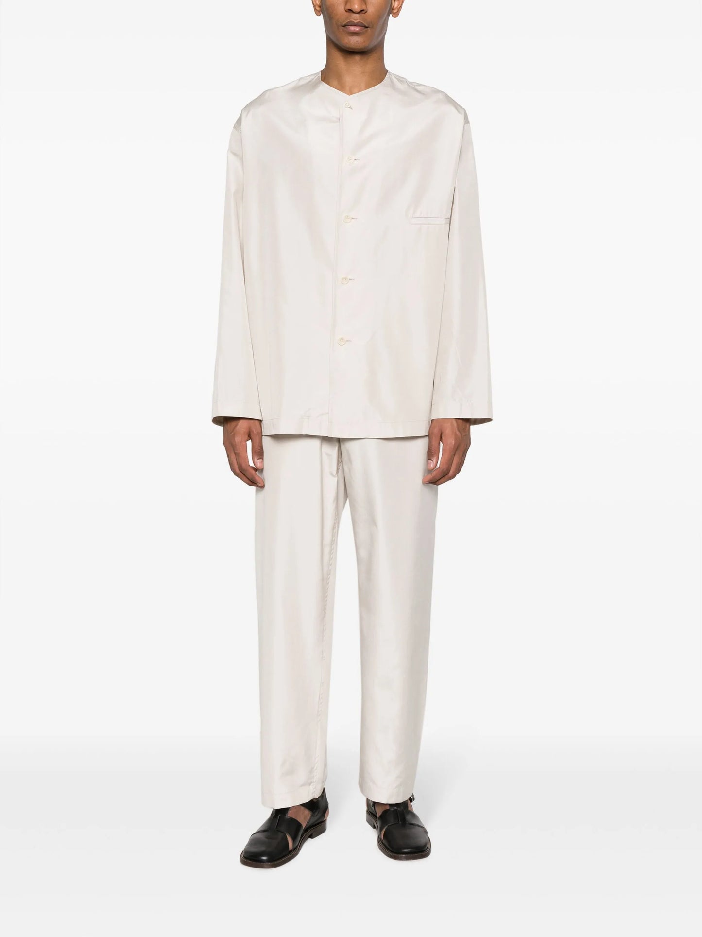 button-up silk shirt