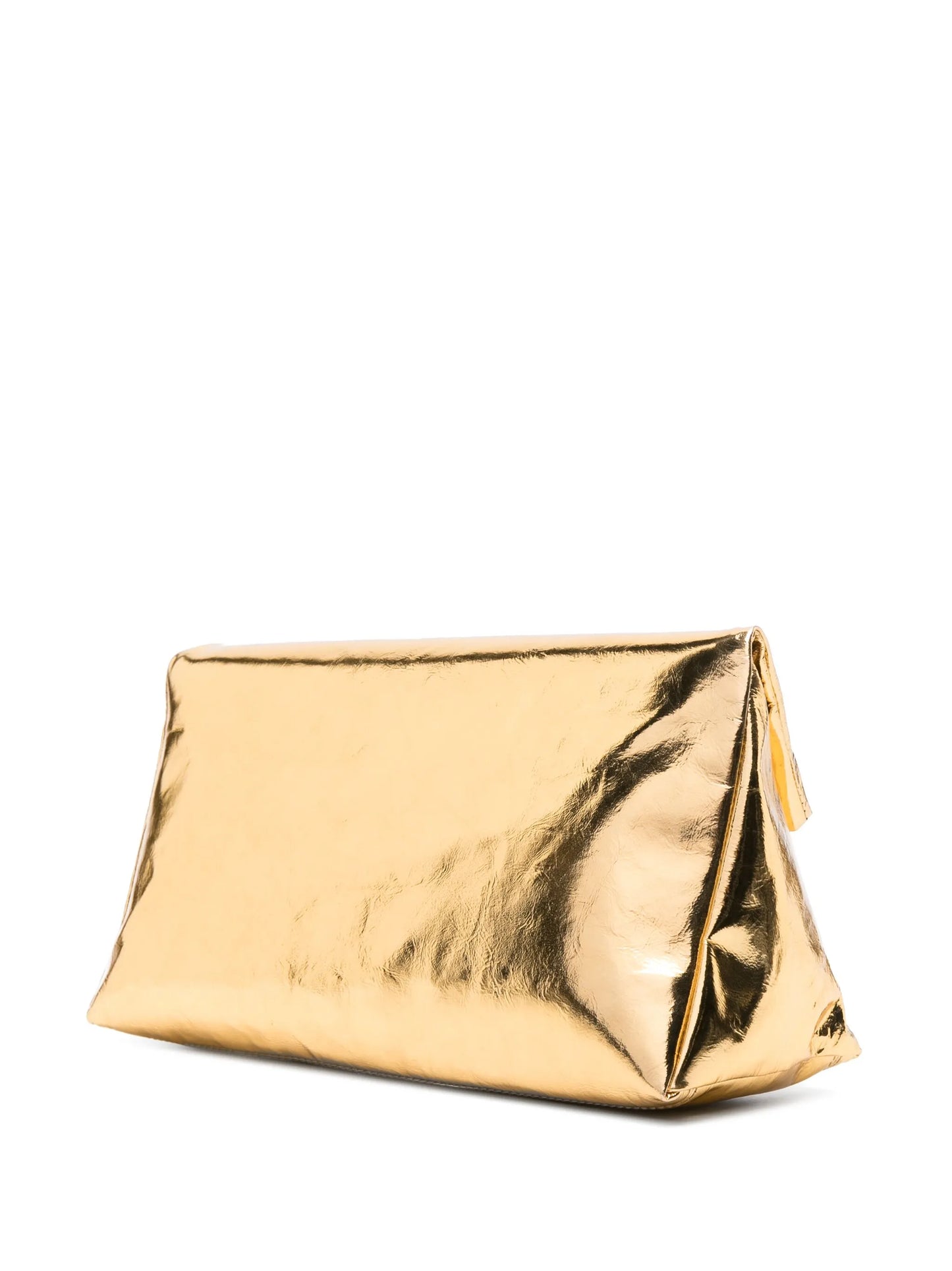 metallic-finish crinkled leather clutch