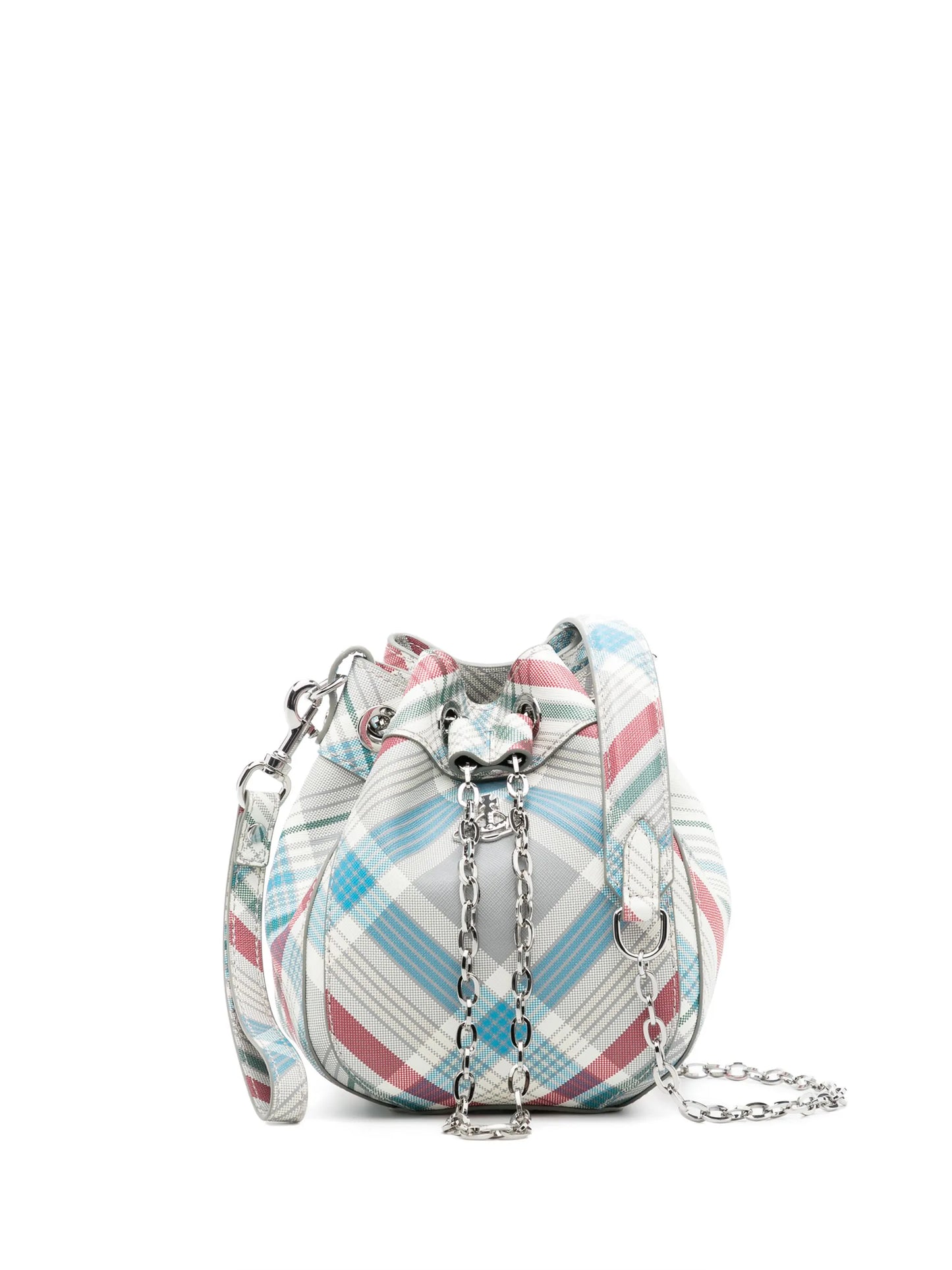small Chrissy check-print bucket bag