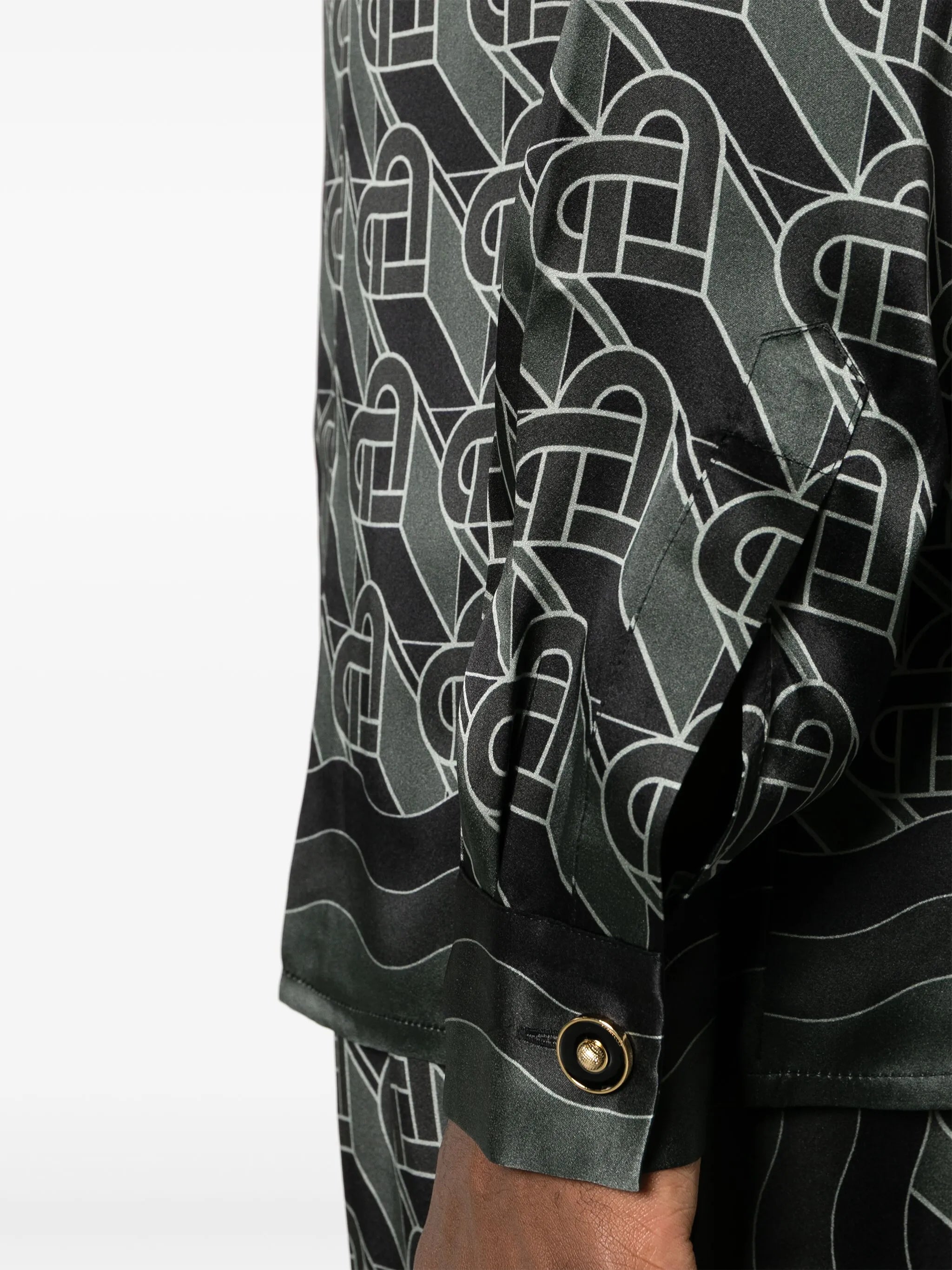 Heart Monogram-print silk shirt