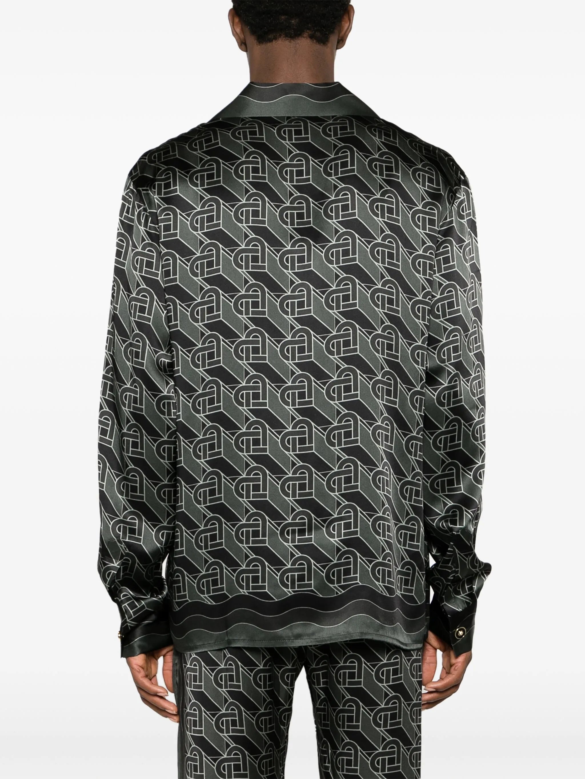 Heart Monogram-print silk shirt