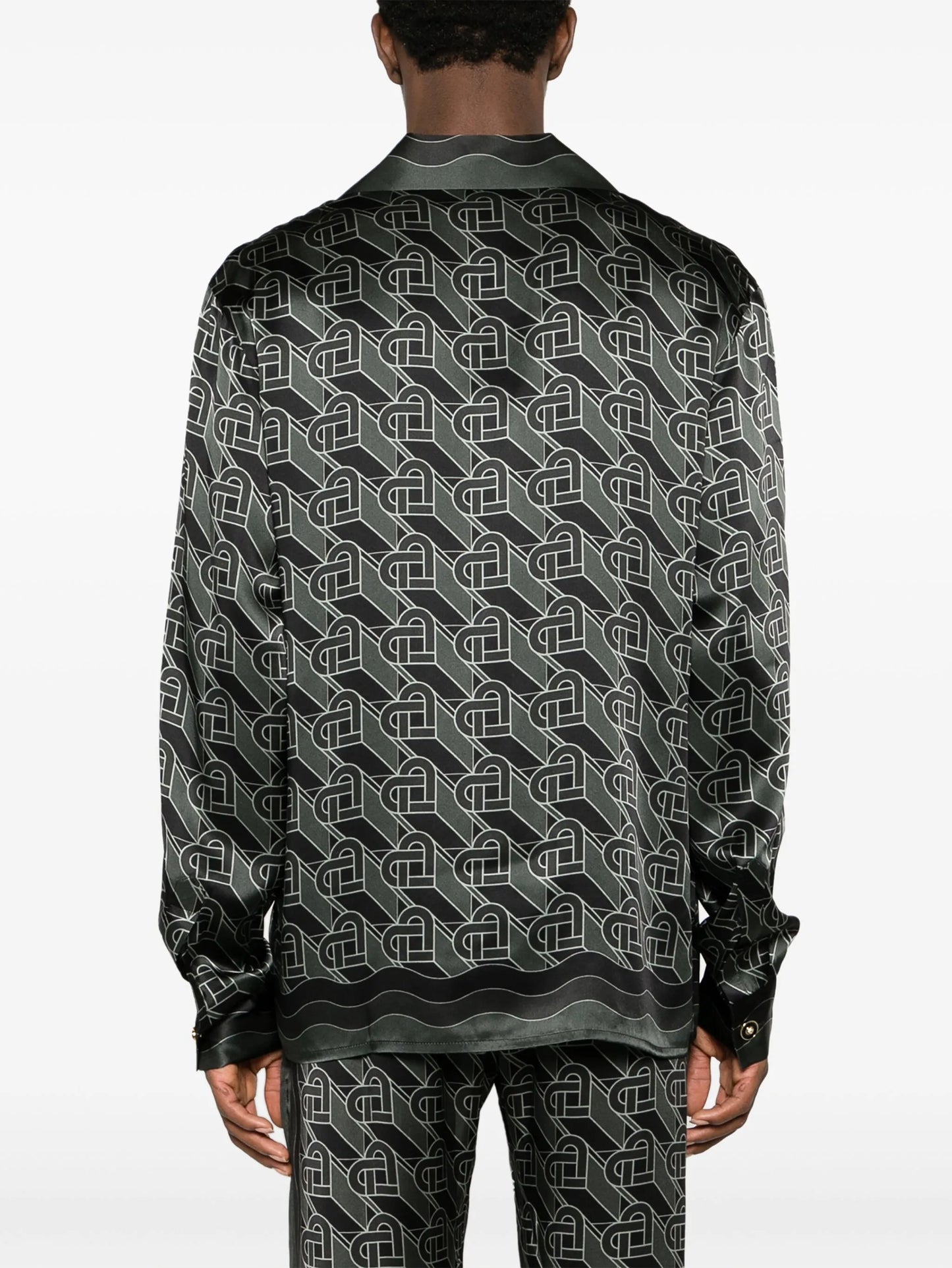 Heart Monogram-print silk shirt