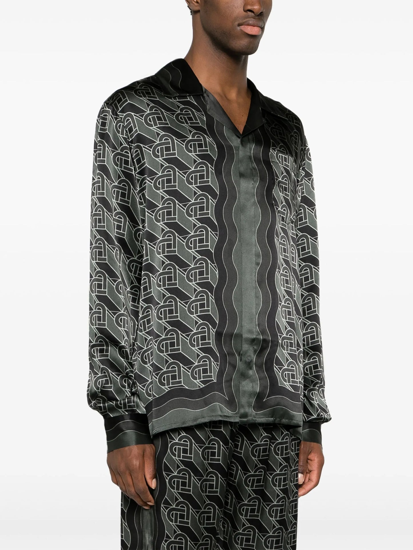 Heart Monogram-print silk shirt
