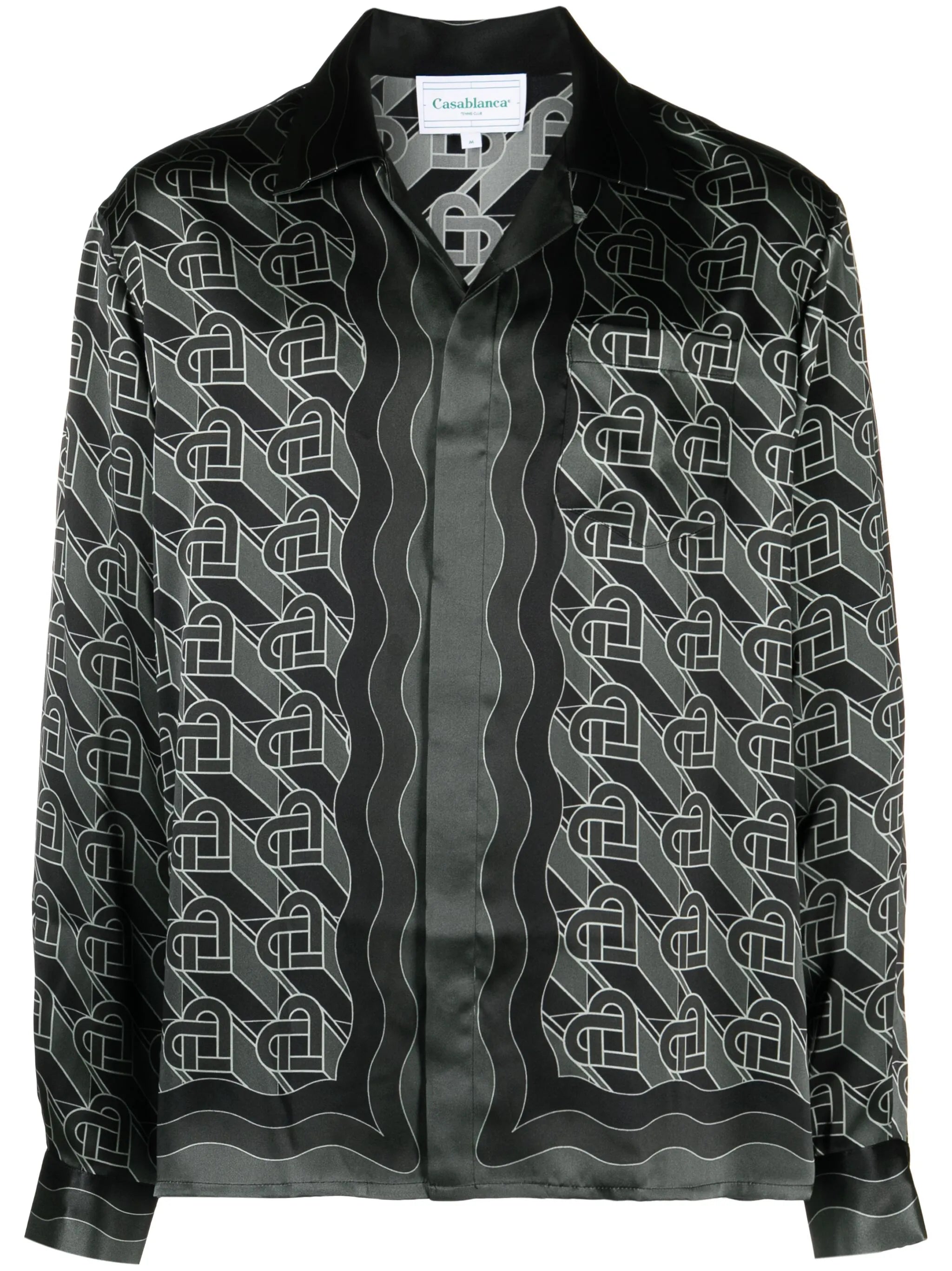 Heart Monogram-print silk shirt