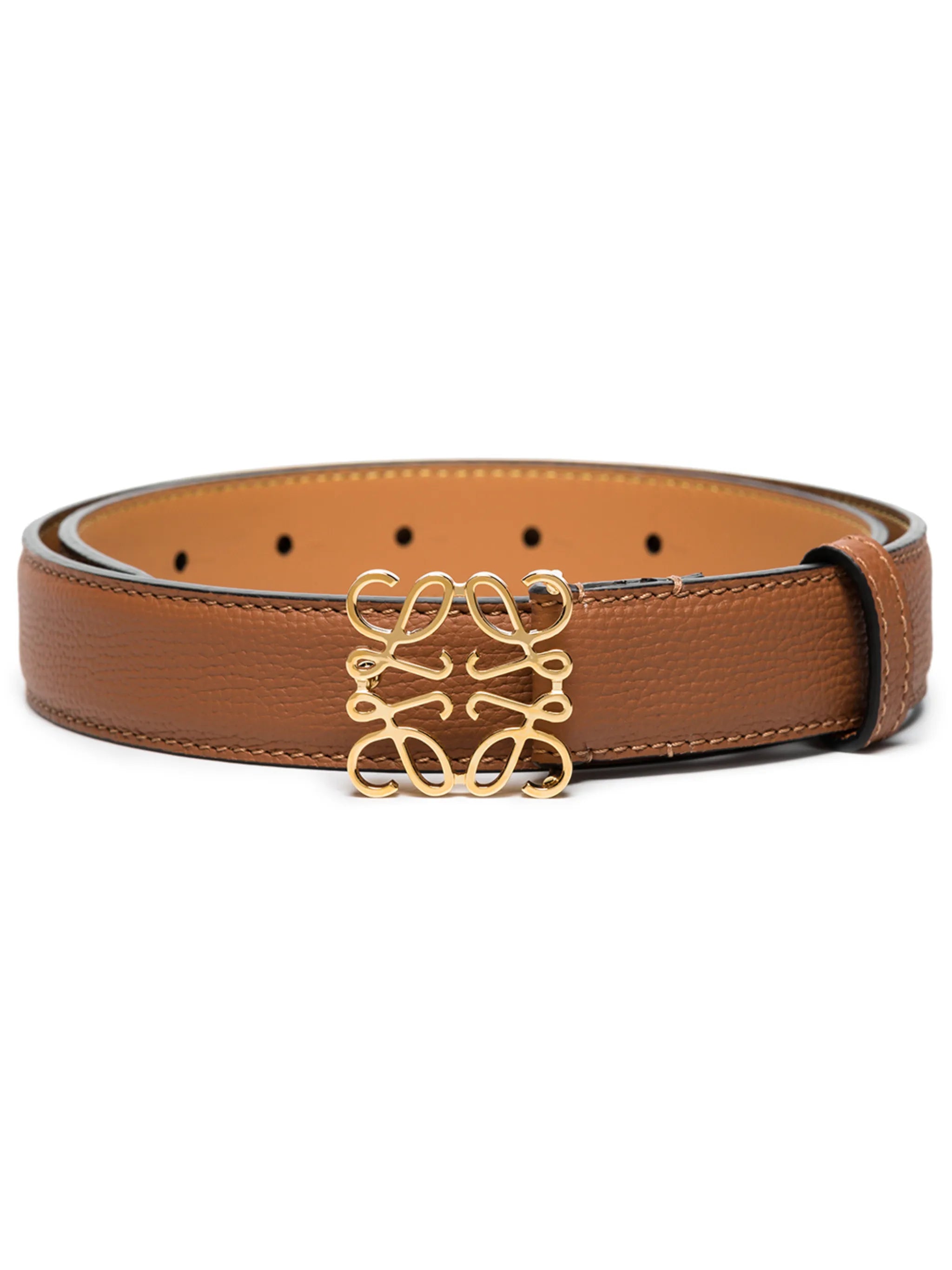 Anagram logo-buckle leather belt