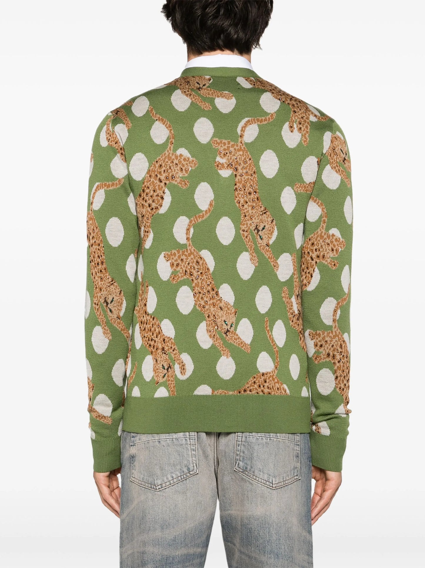 Leopard Crystal wool cardigan