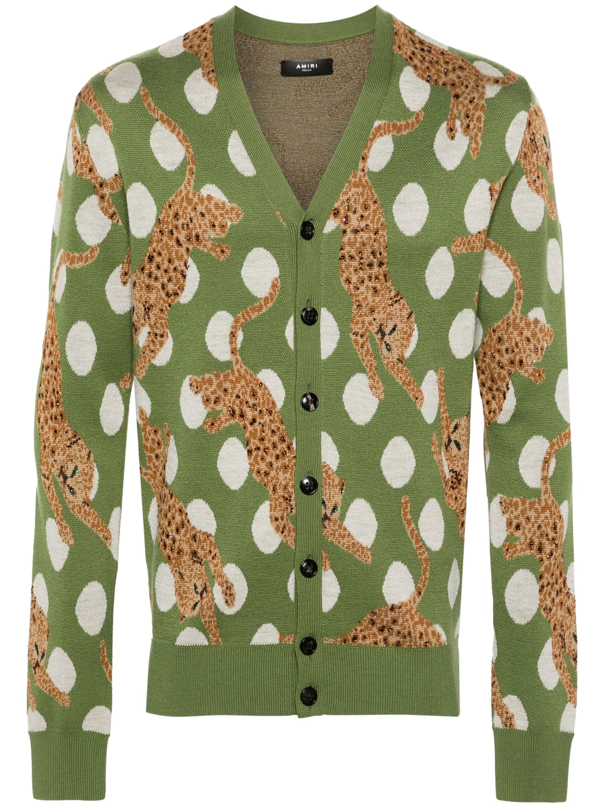 Leopard Crystal wool cardigan